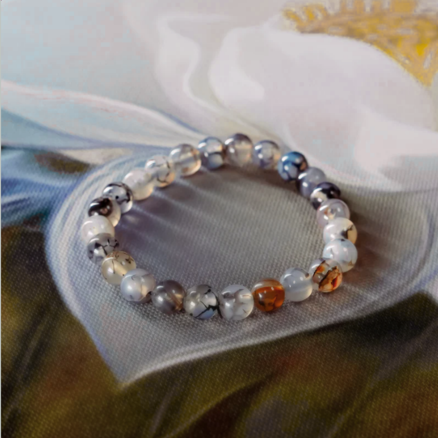 Dragon Vein Agate Bracelet [Certified | Abhimantrit - Energized | 100% Original and Natural]