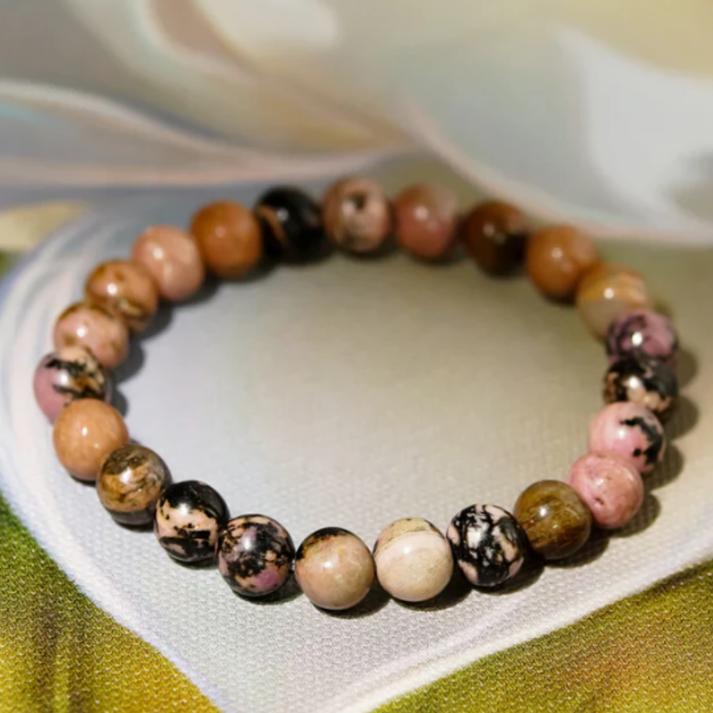 Rhodonite Bracelet [Certified | Abhimantrit - Energized | 100% Original and Natural]