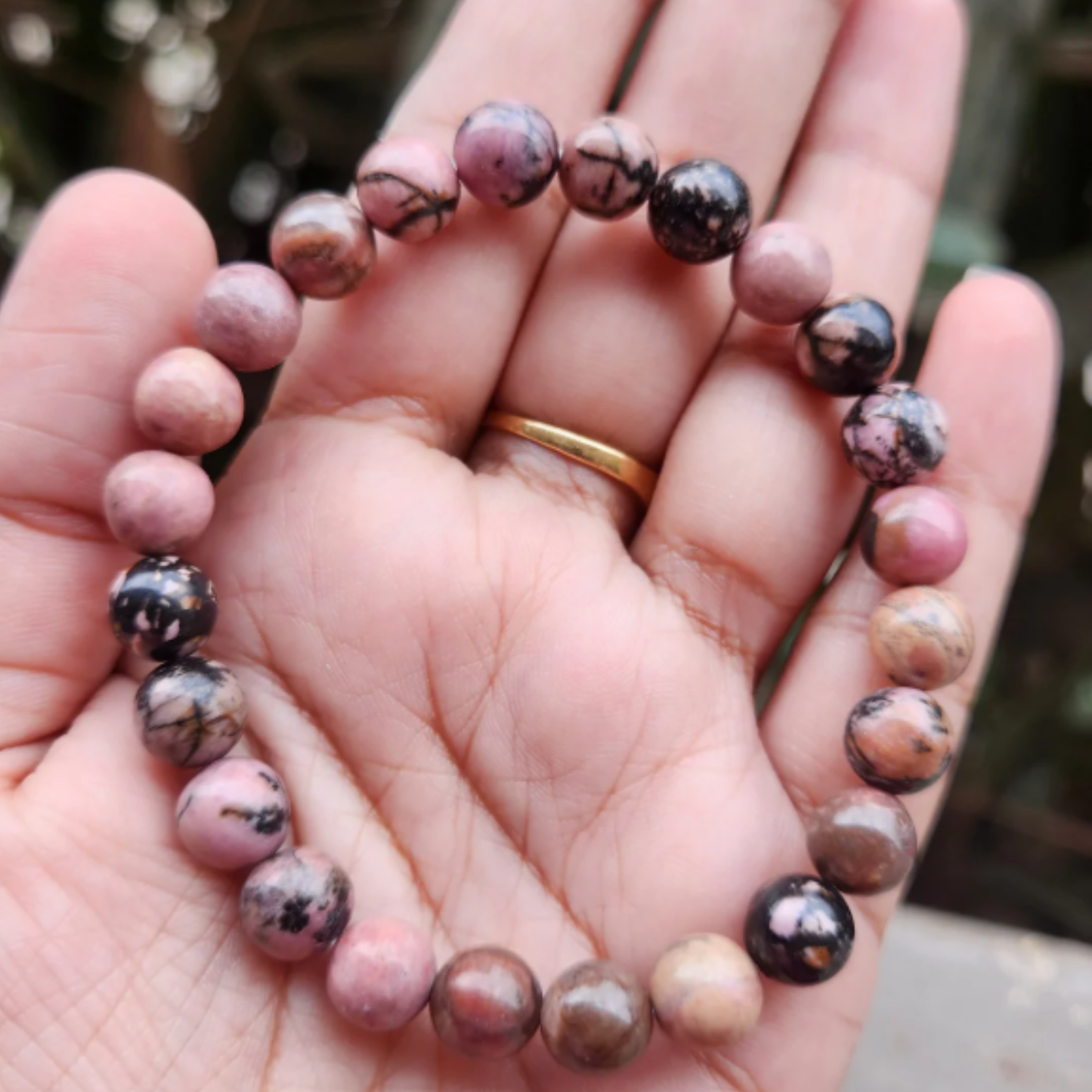 Rhodonite Bracelet [Certified | Abhimantrit - Energized | 100% Original and Natural]