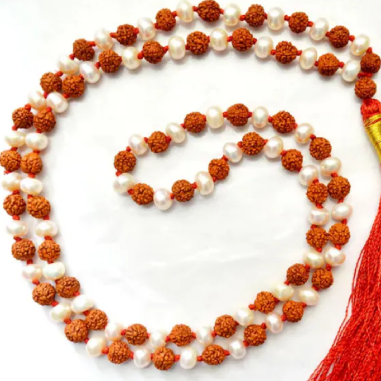 Rudraksha and Moti Mala [Certified | Abhimantrit - Energized | 100% Original and Natural]