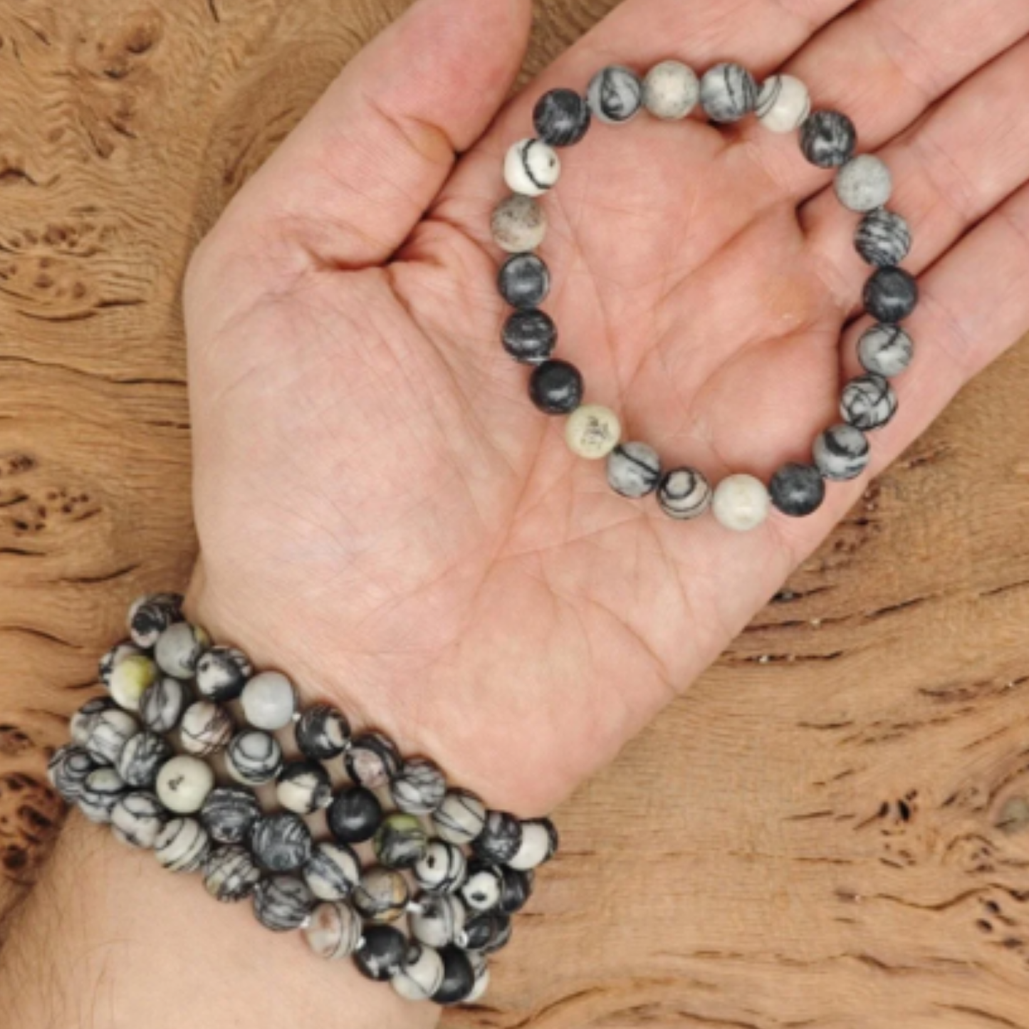 Black Web Jasper Bracelet [Certified | Abhimantrit - Energized | 100% Original and Natural]
