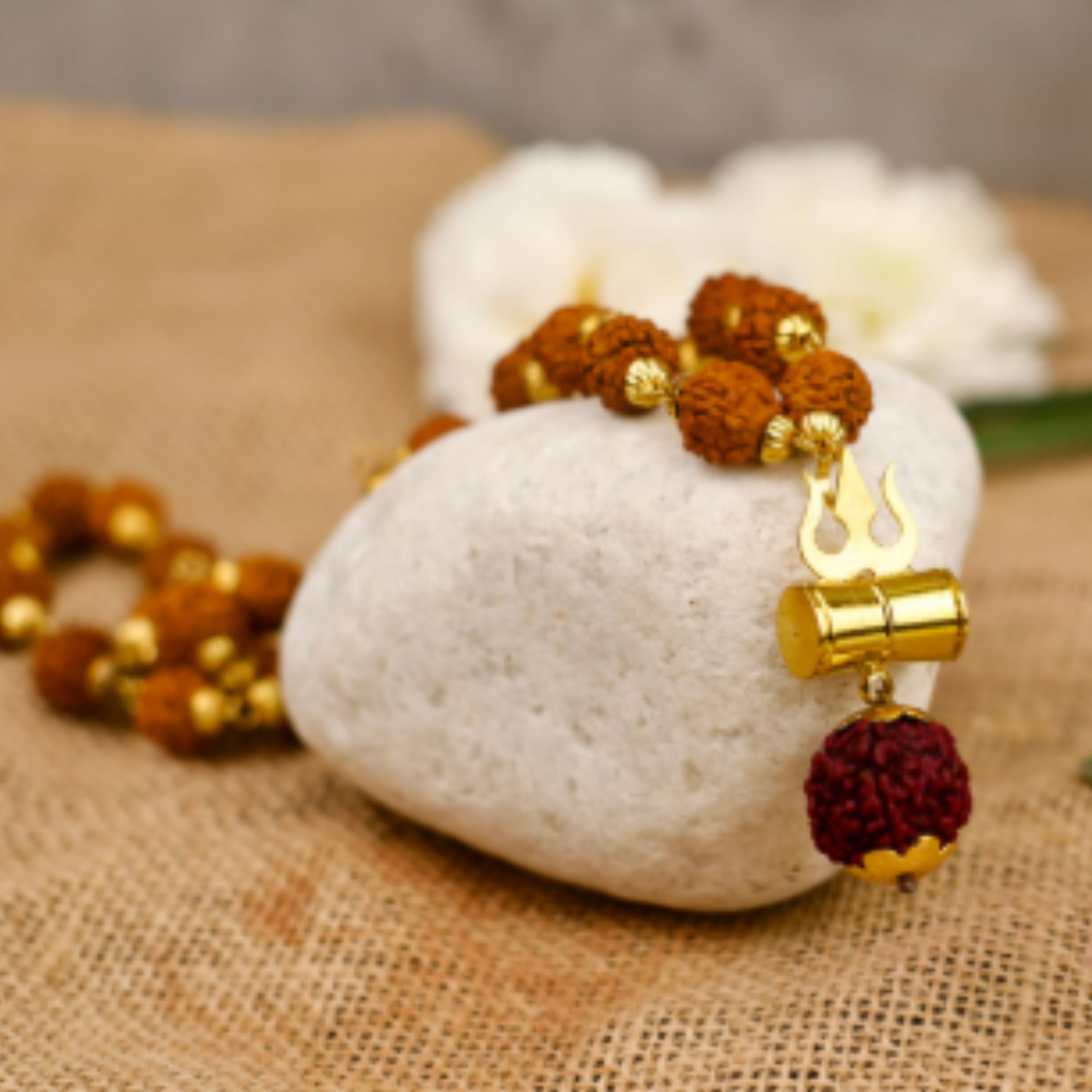 Damru Trishul Rudraksha Mala(Set of 2) [Certified | Abhimantrit - Energized | 100% Original and Natural]
