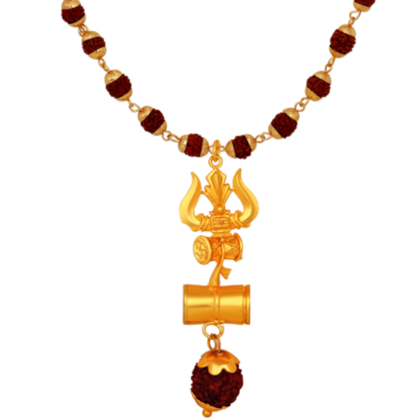 Damru Trishul Rudraksha Mala(Set of 2) [Certified | Abhimantrit - Energized | 100% Original and Natural]