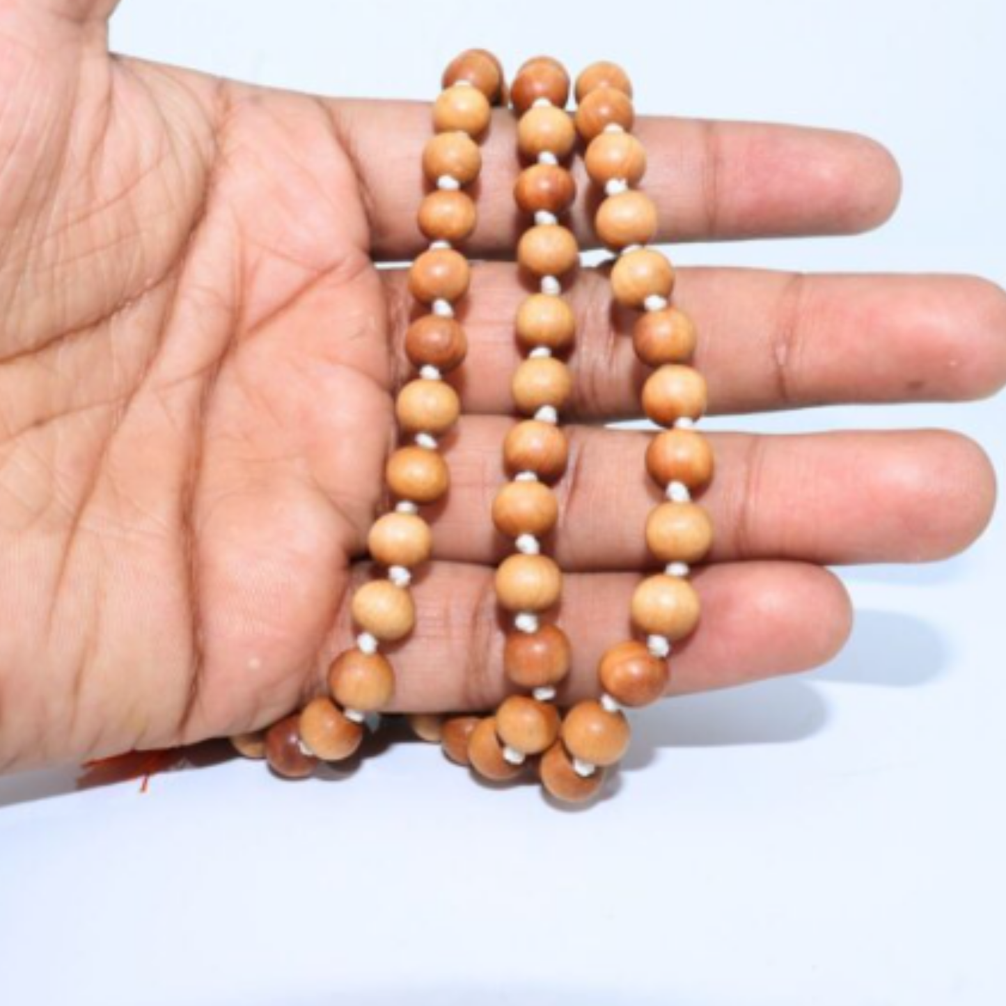 White Chandan(Sandalwood) Mala [Certified | Abhimantrit - Energized | 100% Original and Natural]