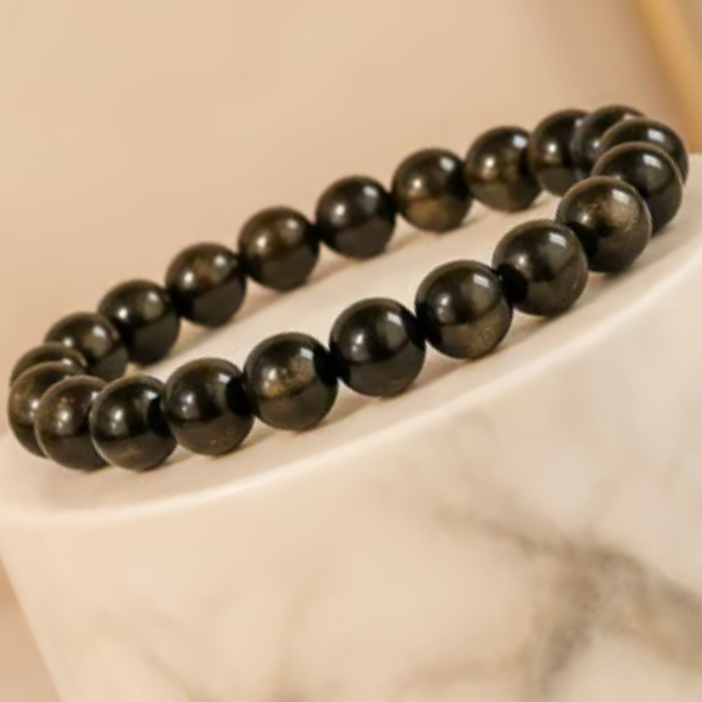 Golden Obsidian Bracelet [Certified | Abhimantrit - Energized | 100% Original and Natural]