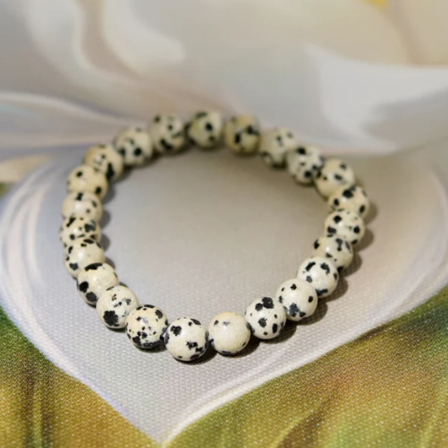 Dalmatian Jasper Bracelet [Certified | Abhimantrit - Energized | 100% Original and Natural]