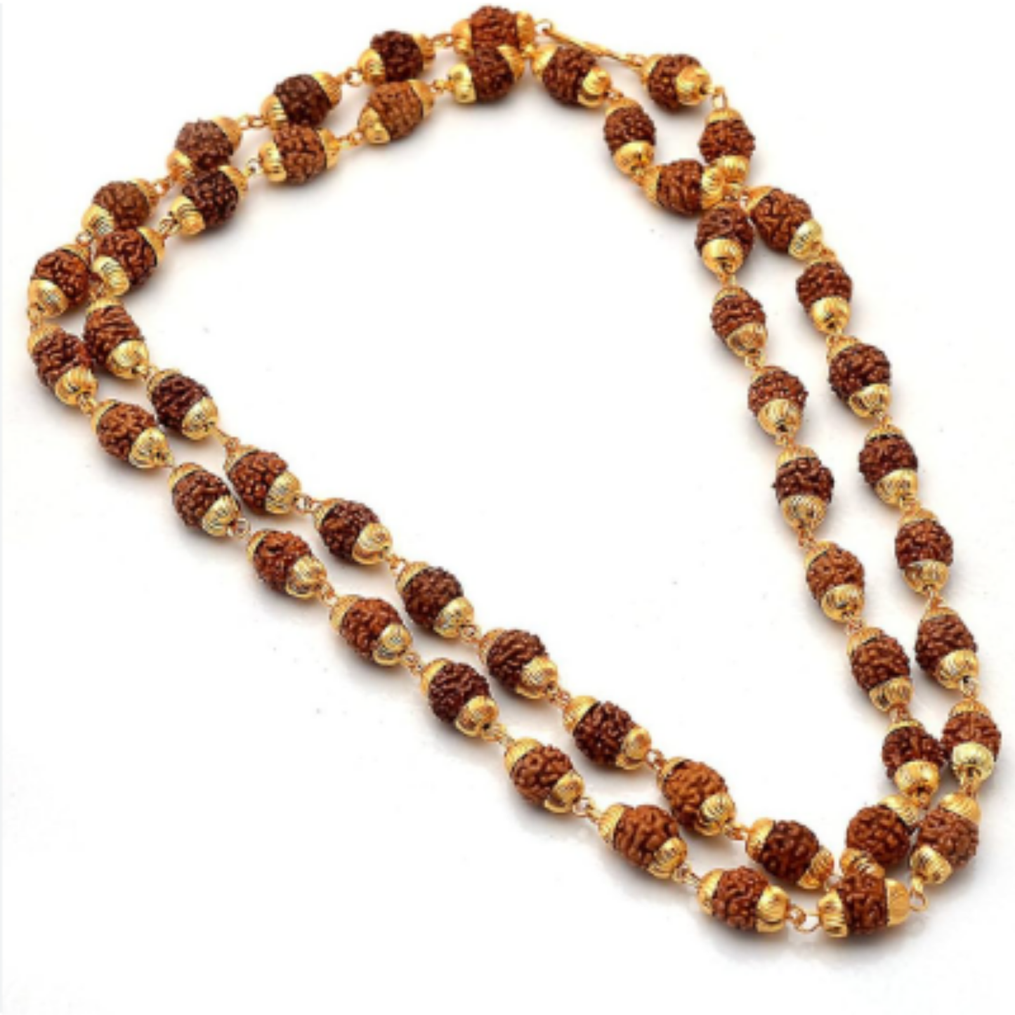 Rudraksha Mala(Gold Plated) [Certified | Abhimantrit - Energized | 100% Original and Natural]