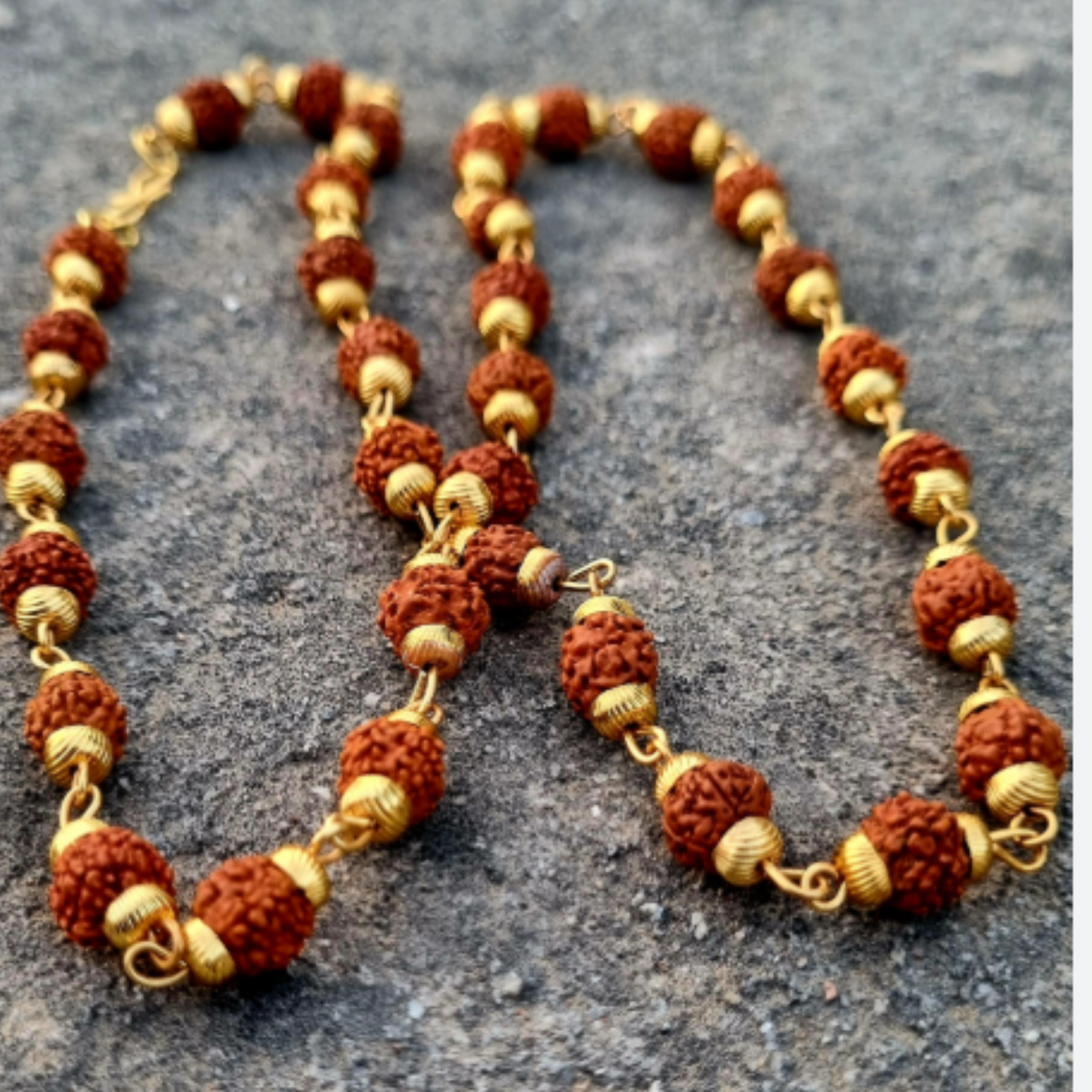 Rudraksha Mala(Gold Plated) [Certified | Abhimantrit - Energized | 100% Original and Natural]