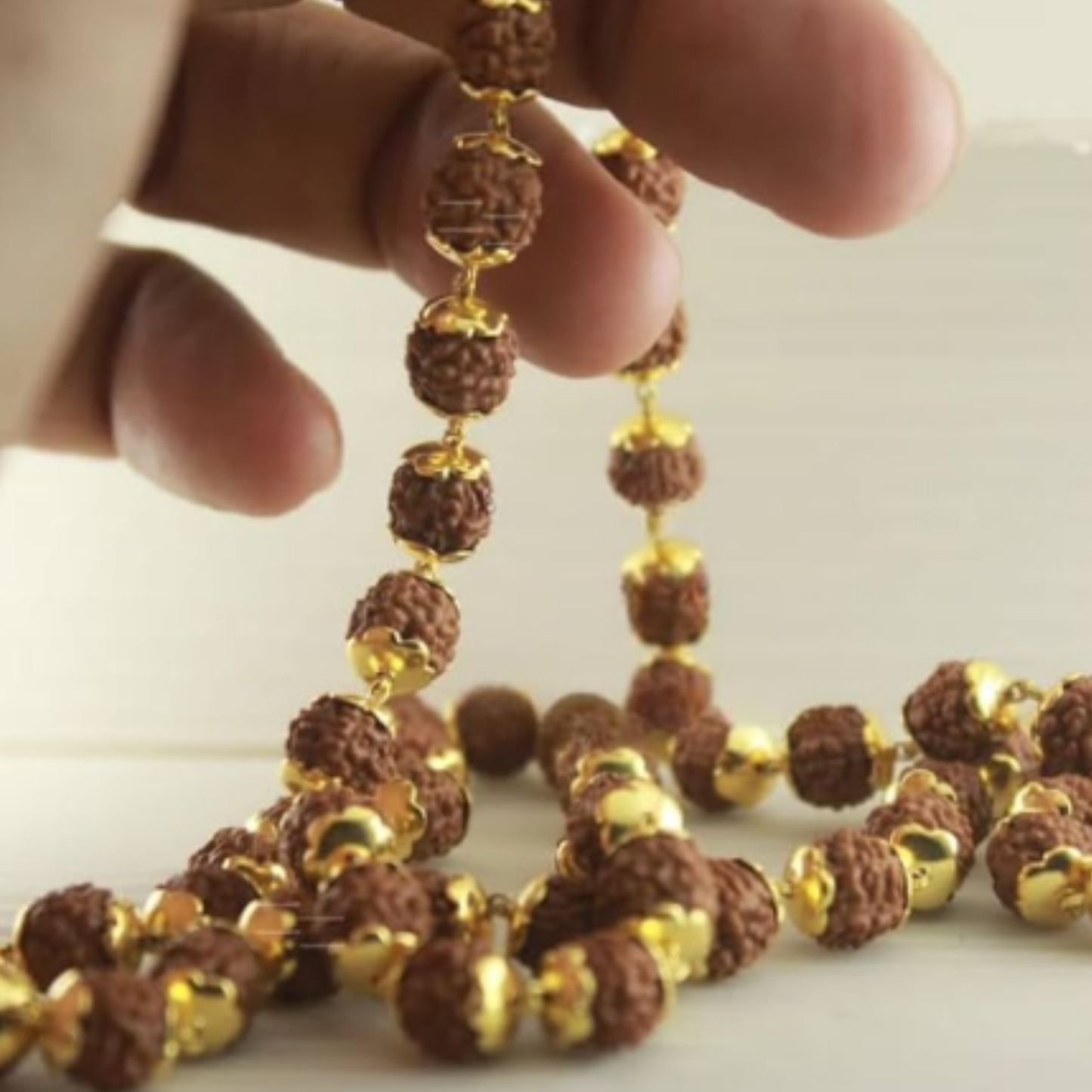 Rudraksha Mala(Gold Plated) [Certified | Abhimantrit - Energized | 100% Original and Natural]