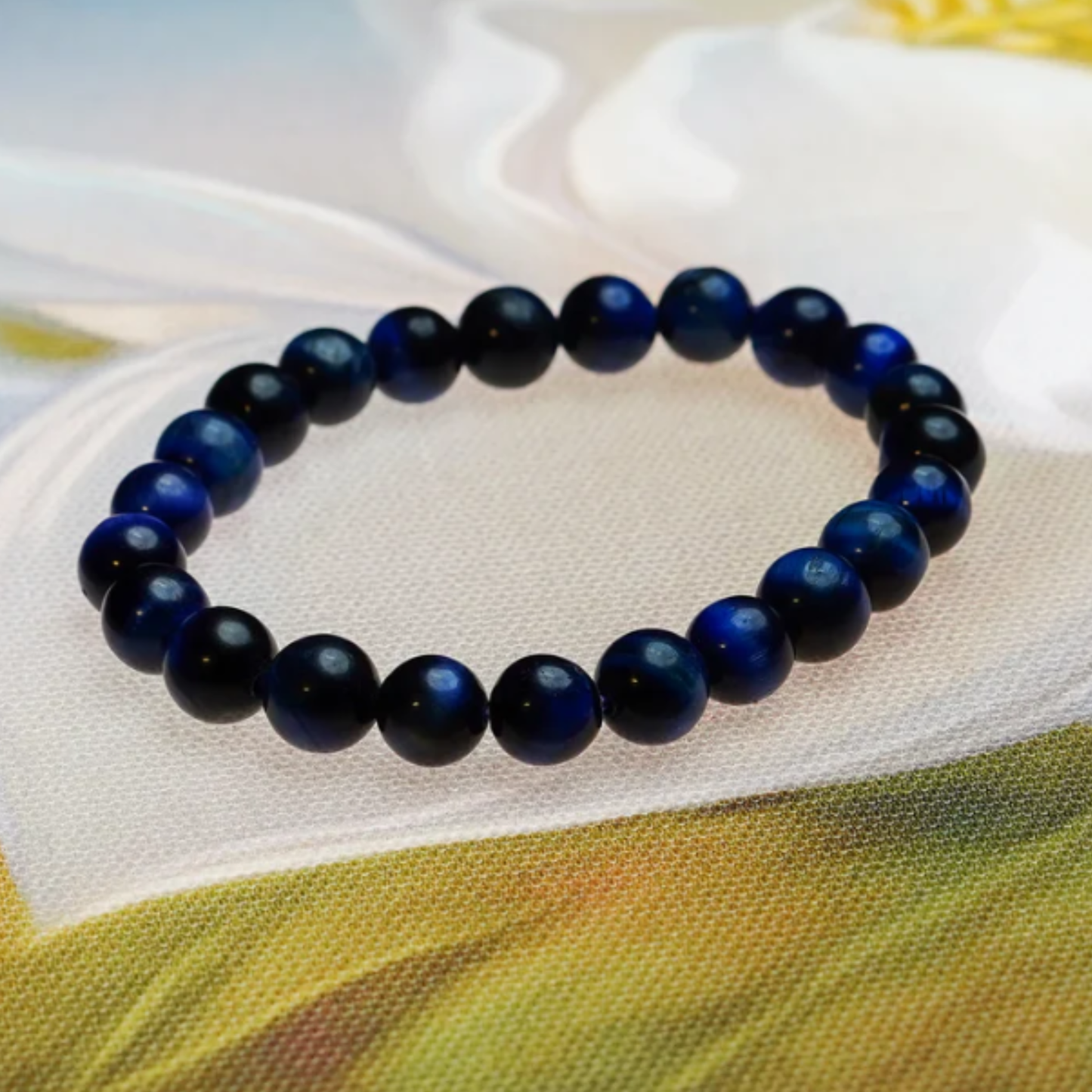 Blue Tigers Eye Bracelet [Certified | Abhimantrit - Energized | 100% Original and Natural]
