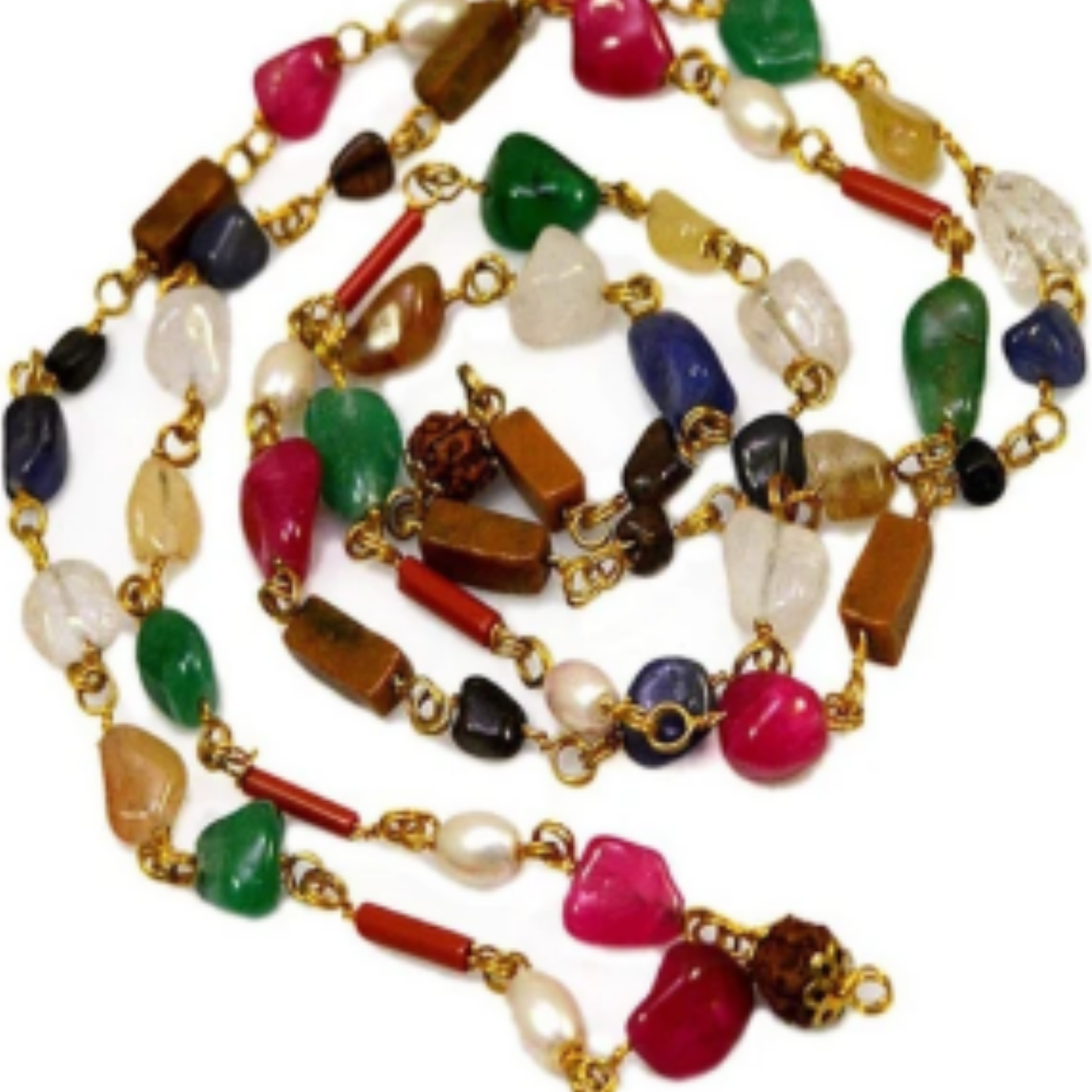 Navratna Mala Stone Necklace [Certified | Abhimantrit - Energized | 100% Original and Natural]