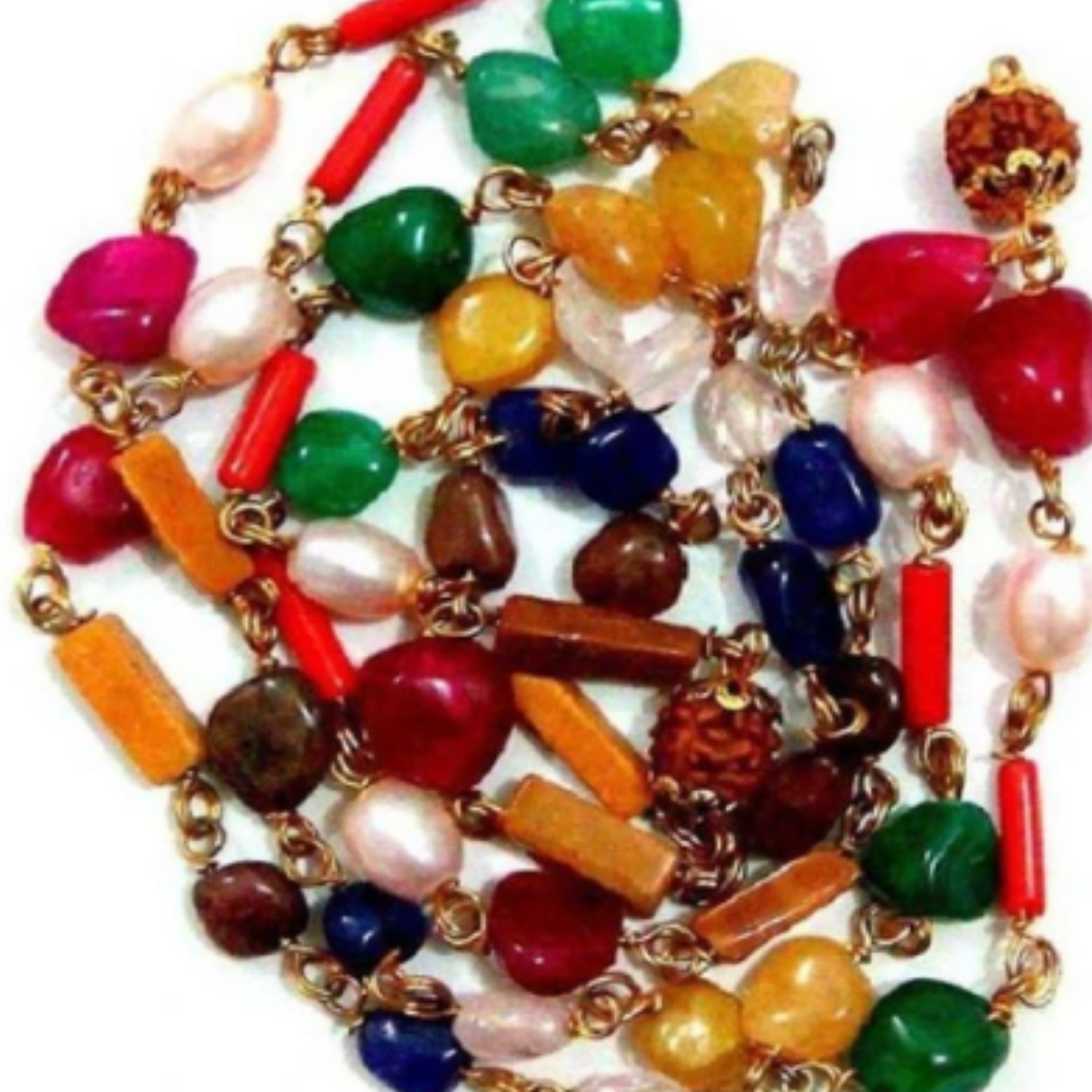 Navratna Mala Stone Necklace [Certified | Abhimantrit - Energized | 100% Original and Natural]