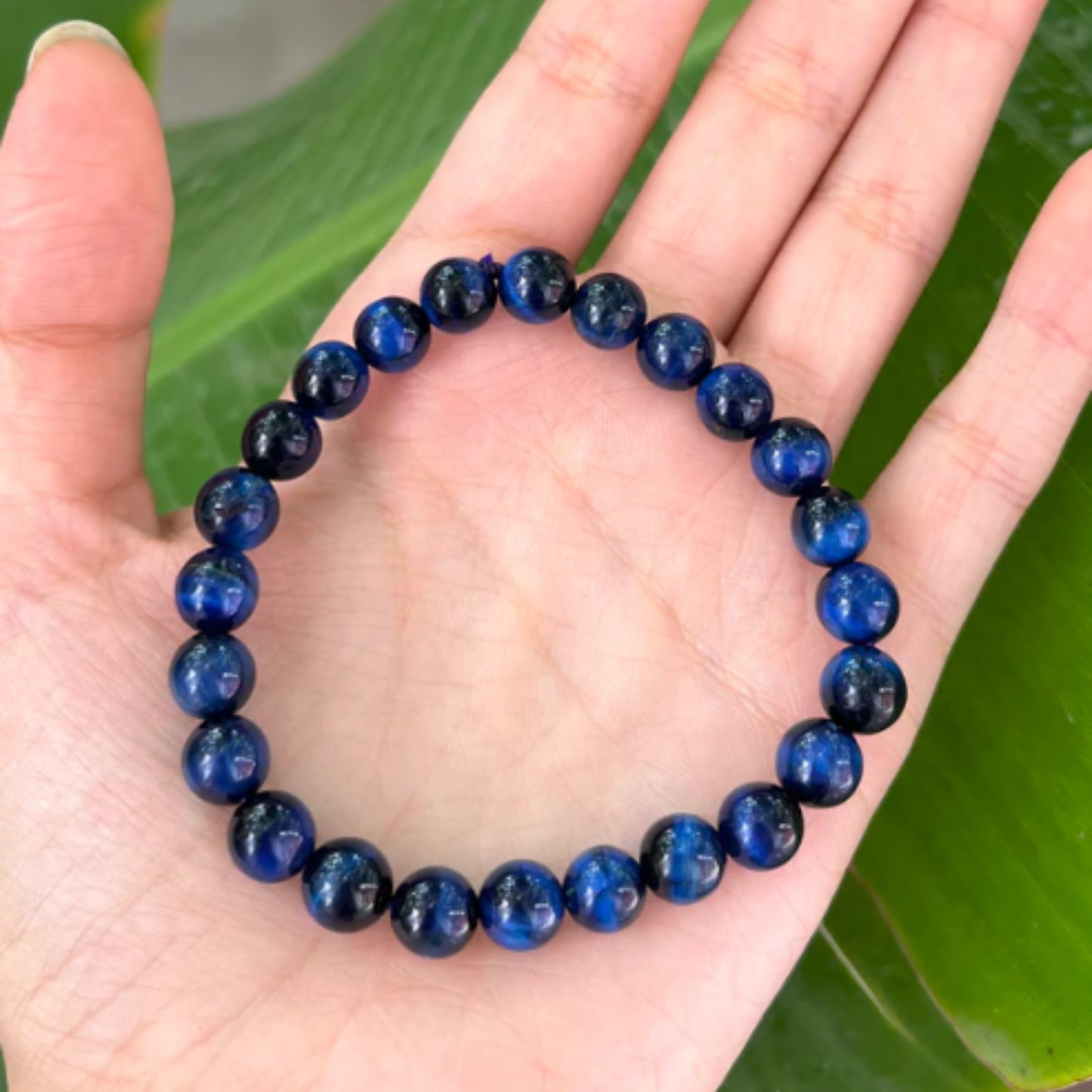 Blue Tigers Eye Bracelet [Certified | Abhimantrit - Energized | 100% Original and Natural]