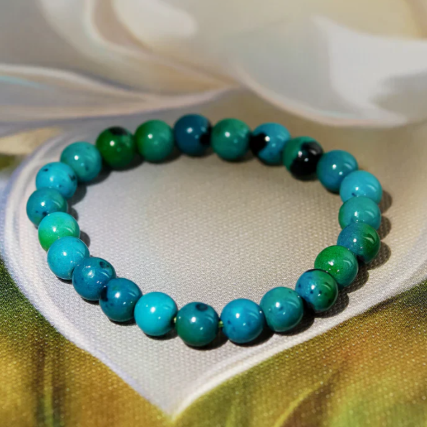 Azurite Bracelet [Certified | Abhimantrit - Energized | 100% Original and Natural]