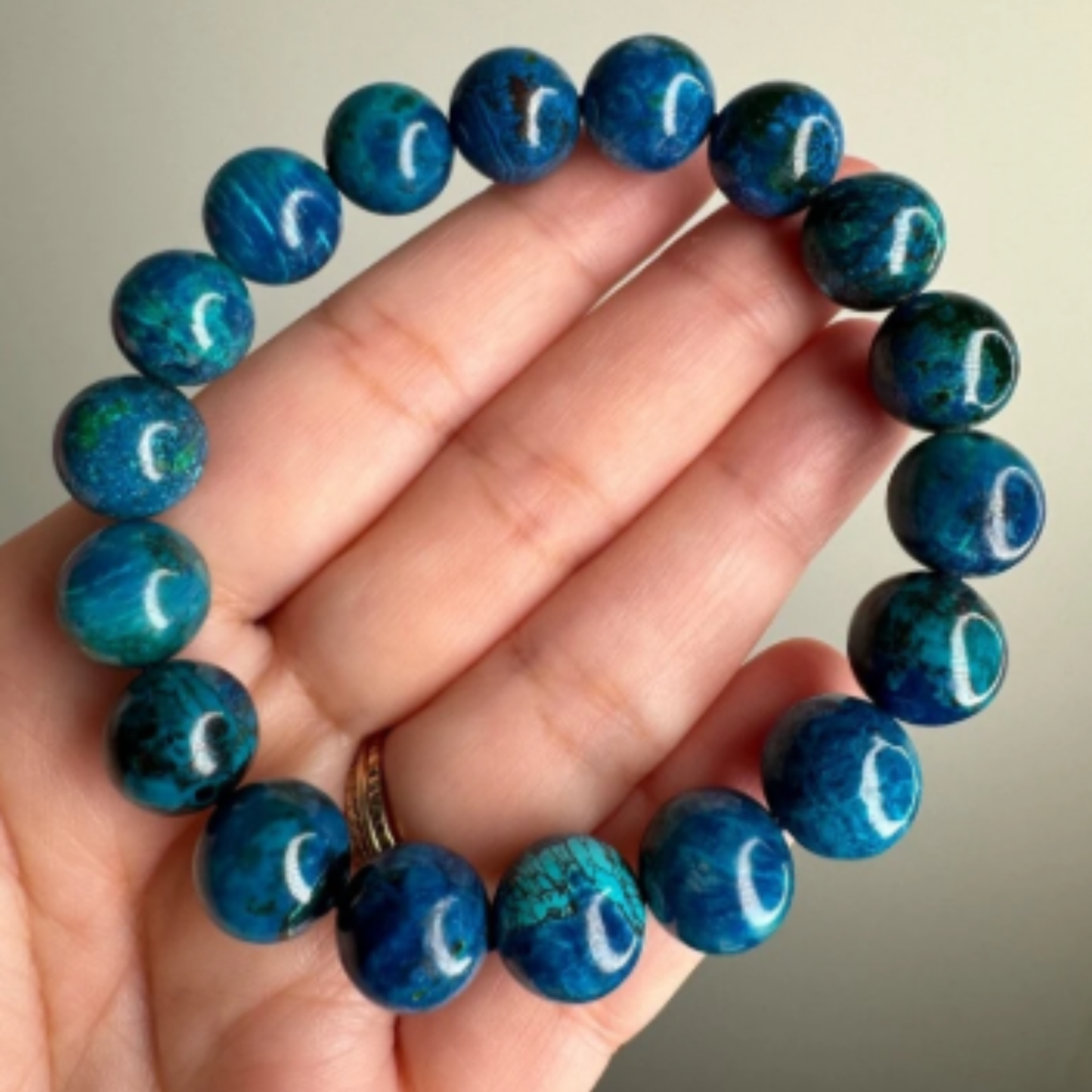 Azurite Bracelet [Certified | Abhimantrit - Energized | 100% Original and Natural]