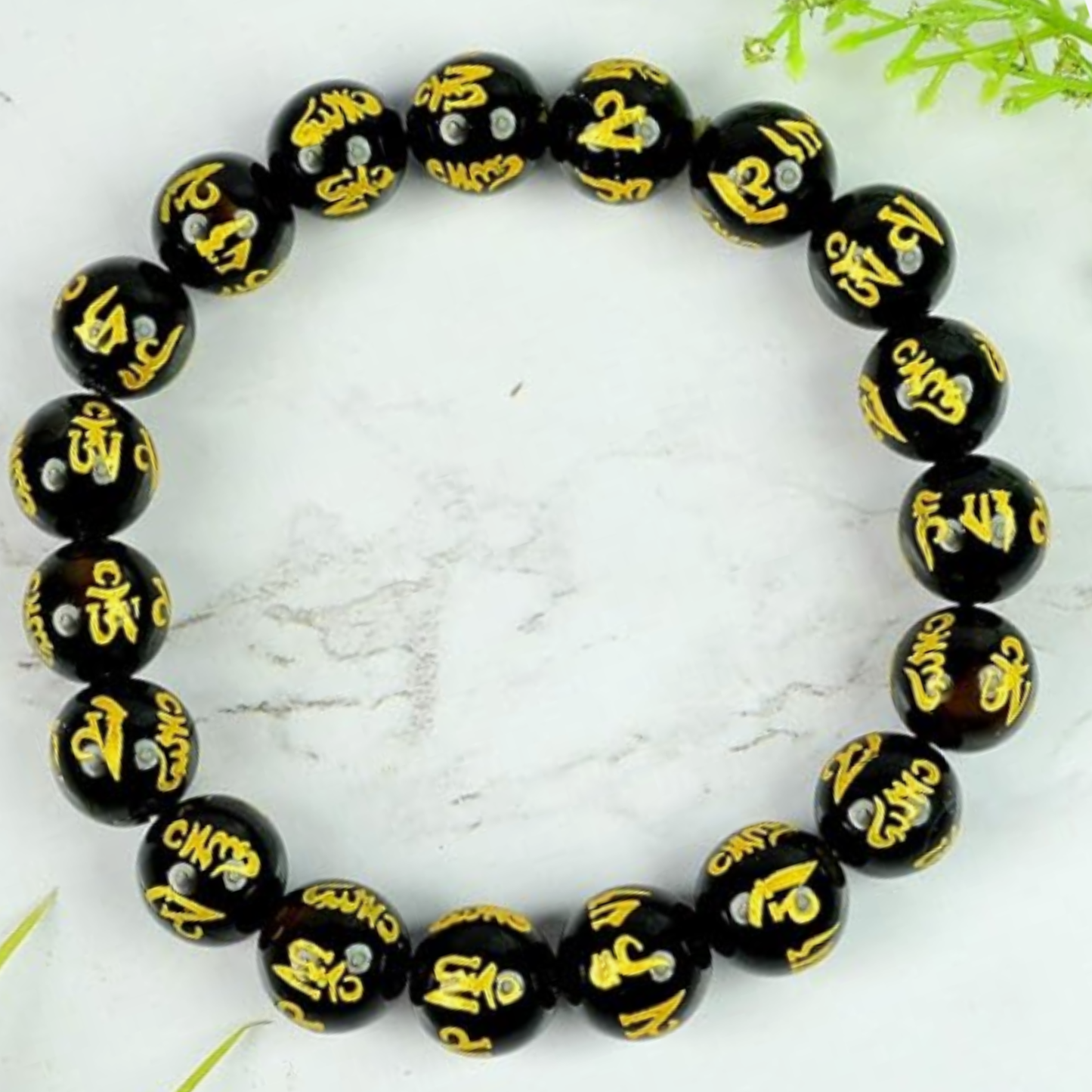 Black Om Mani Bracelet [Certified | Abhimantrit - Energized | 100% Original and Natural]