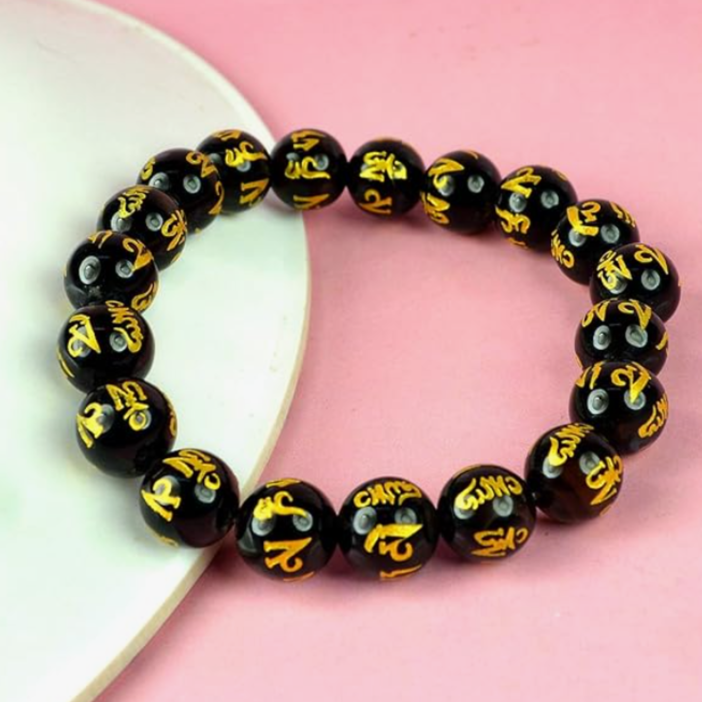Black Om Mani Bracelet [Certified | Abhimantrit - Energized | 100% Original and Natural]