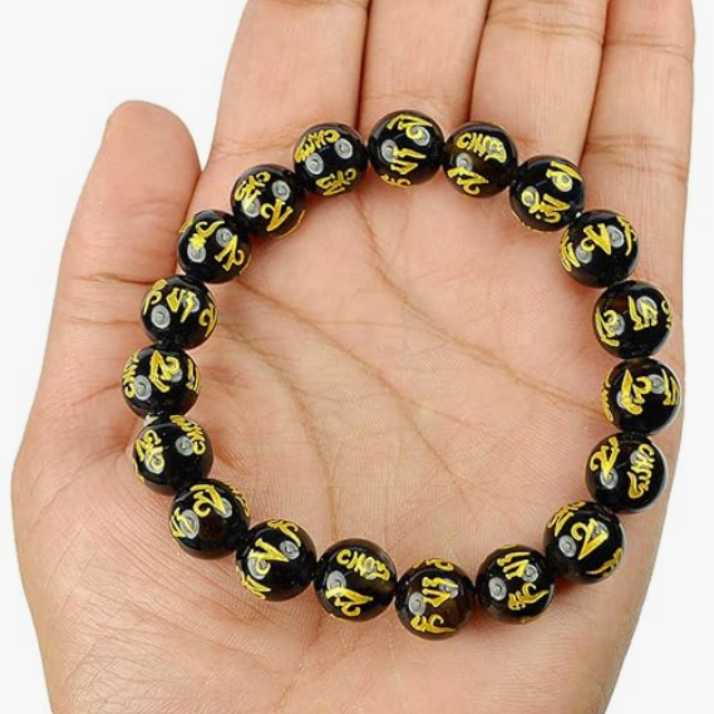 Black Om Mani Bracelet [Certified | Abhimantrit - Energized | 100% Original and Natural]