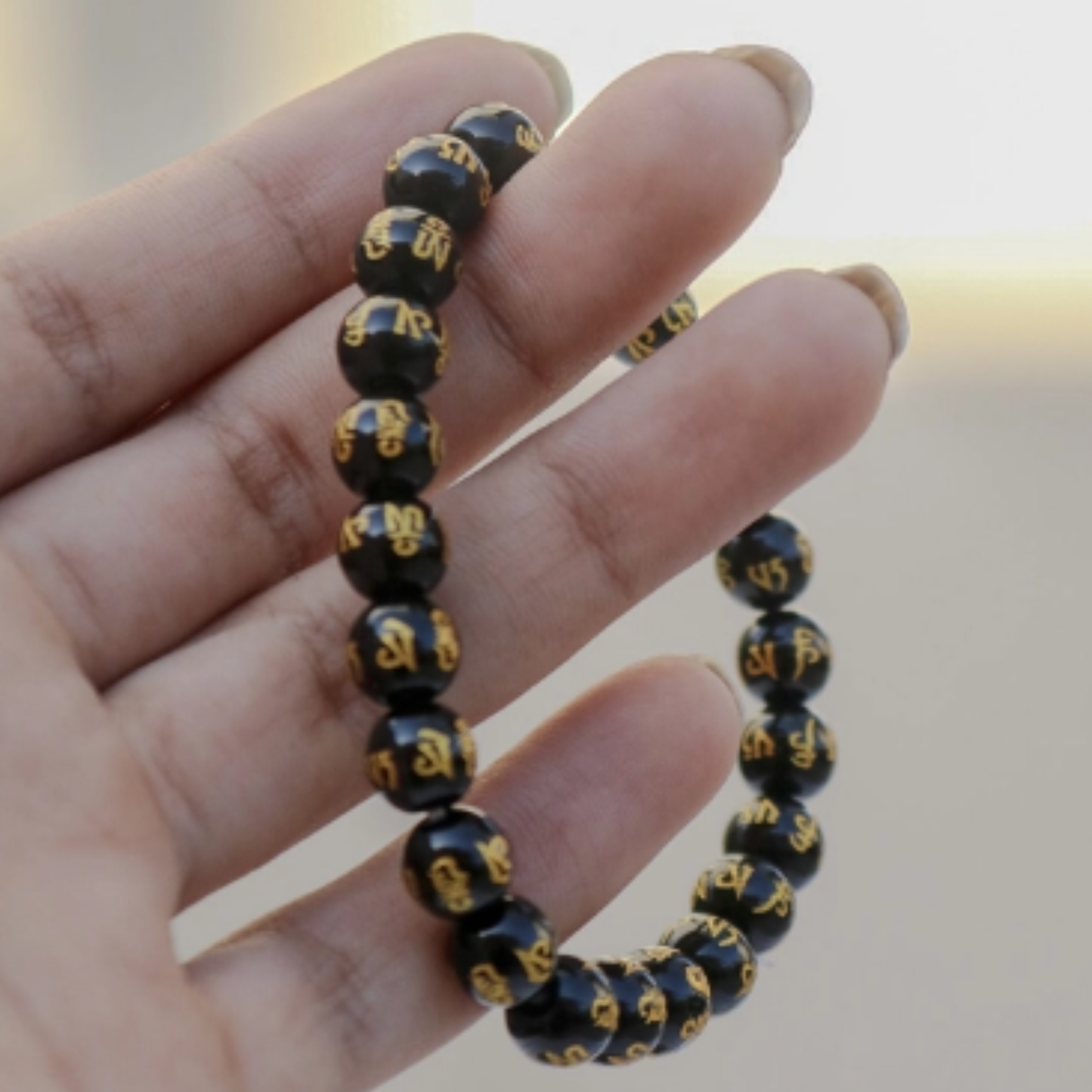 Black Om Mani Bracelet [Certified | Abhimantrit - Energized | 100% Original and Natural]