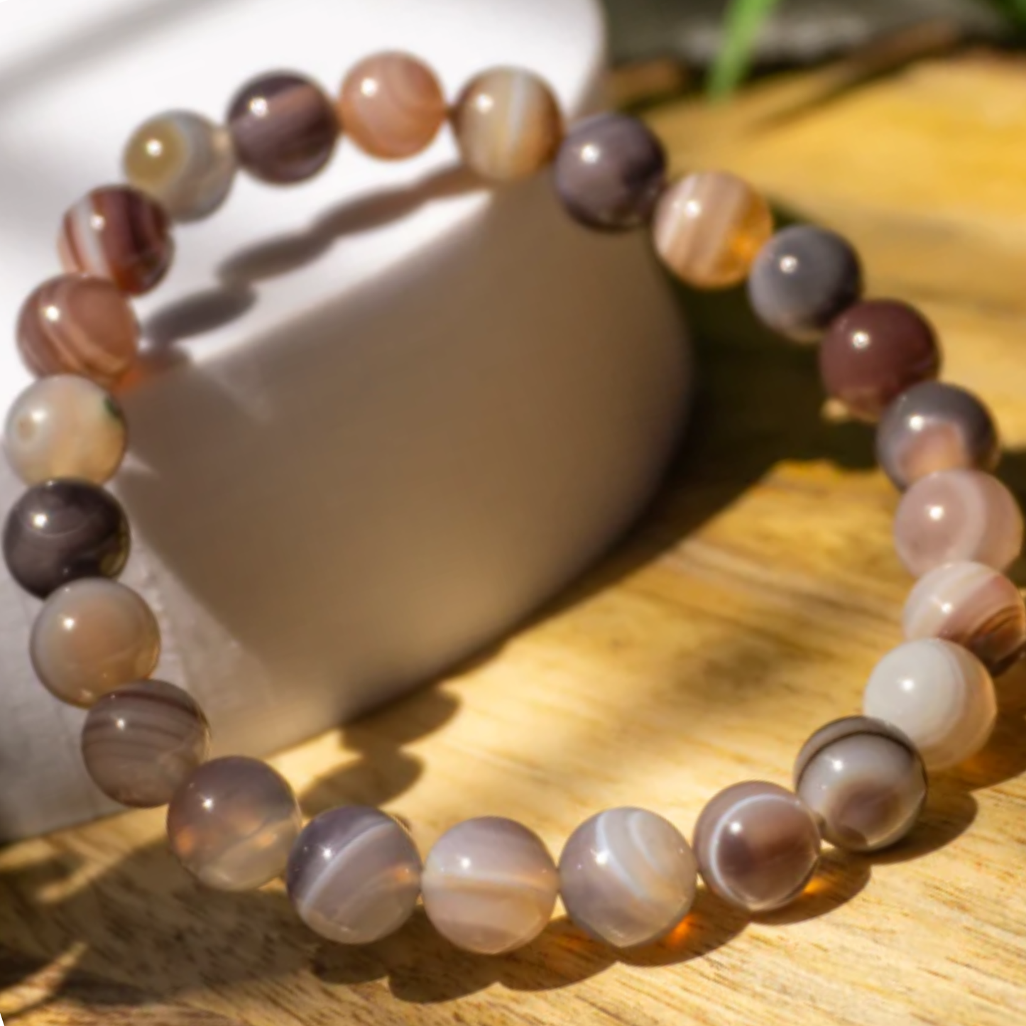 Botswana Agate Bracelet [Certified | Abhimantrit - Energized | 100% Original and Natural]