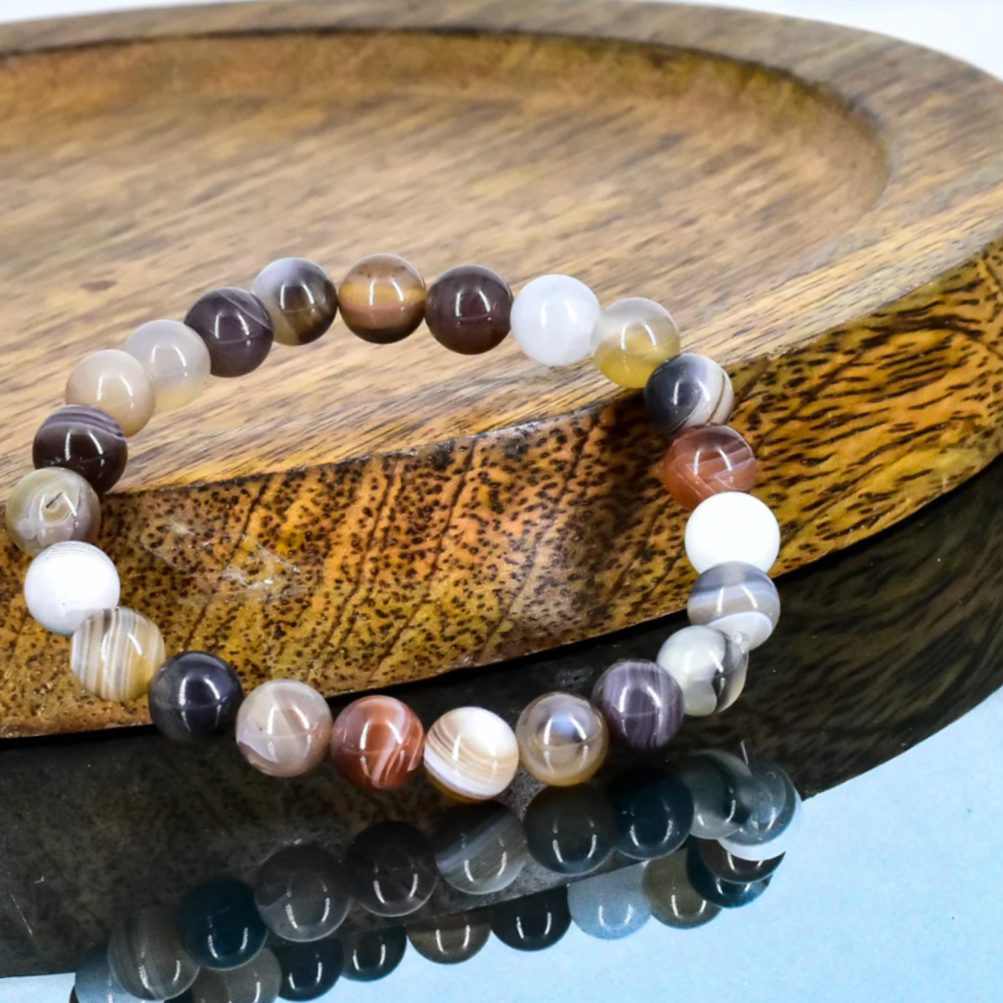 Botswana Agate Bracelet [Certified | Abhimantrit - Energized | 100% Original and Natural]