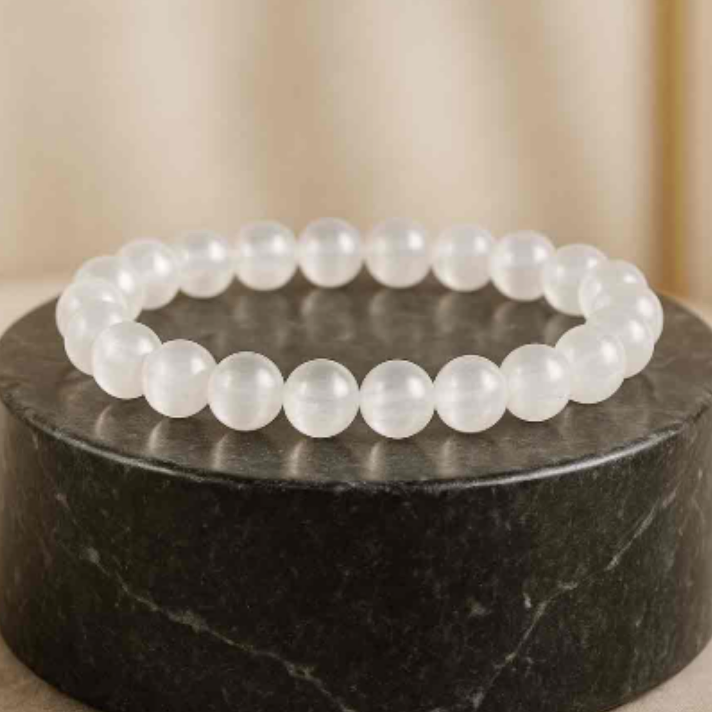 Selenite Bracelet [Certified | Abhimantrit - Energized | 100% Original and Natural]