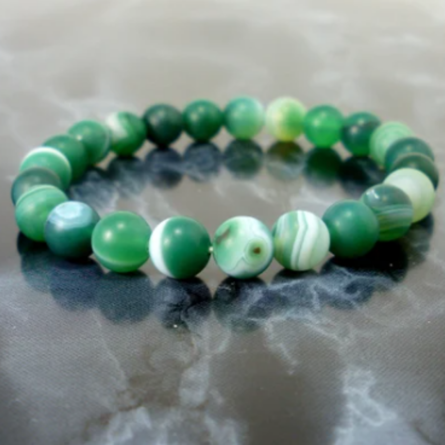 Green Banded Agate [Certified | Abhimantrit - Energized | 100% Original and Natural]