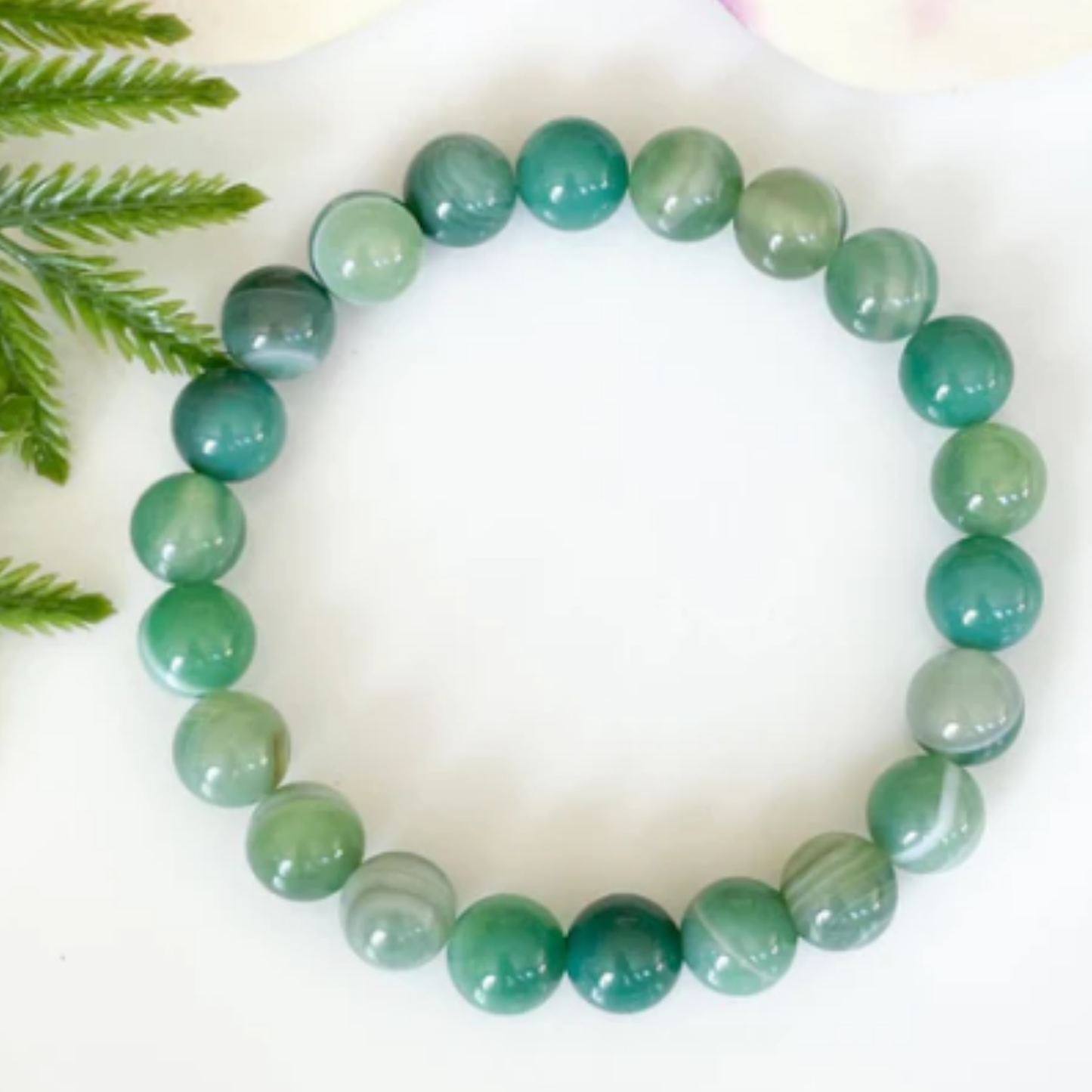 Green Banded Agate [Certified | Abhimantrit - Energized | 100% Original and Natural]