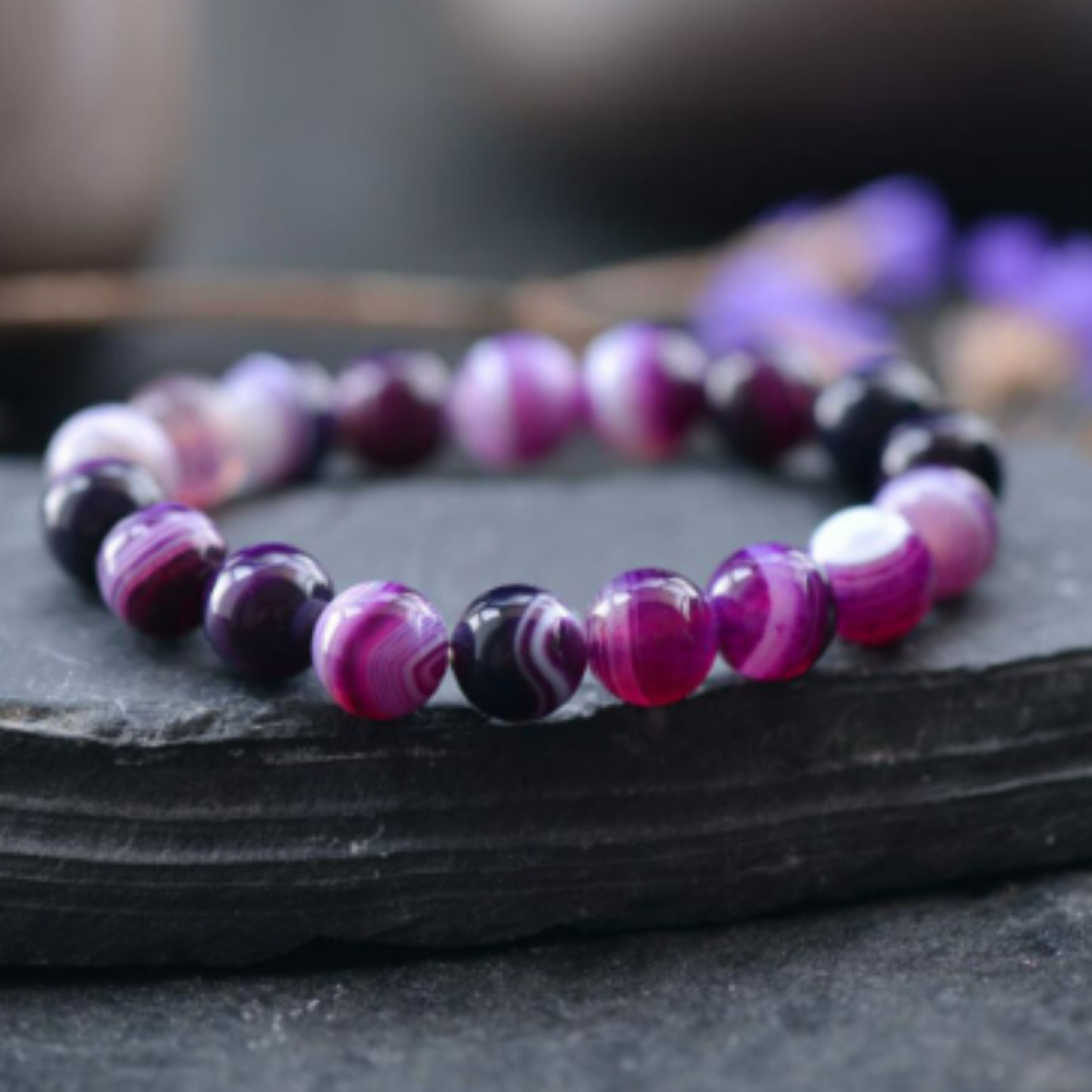 Purple Banded Agate [Certified | Abhimantrit - Energized | 100% Original and Natural]
