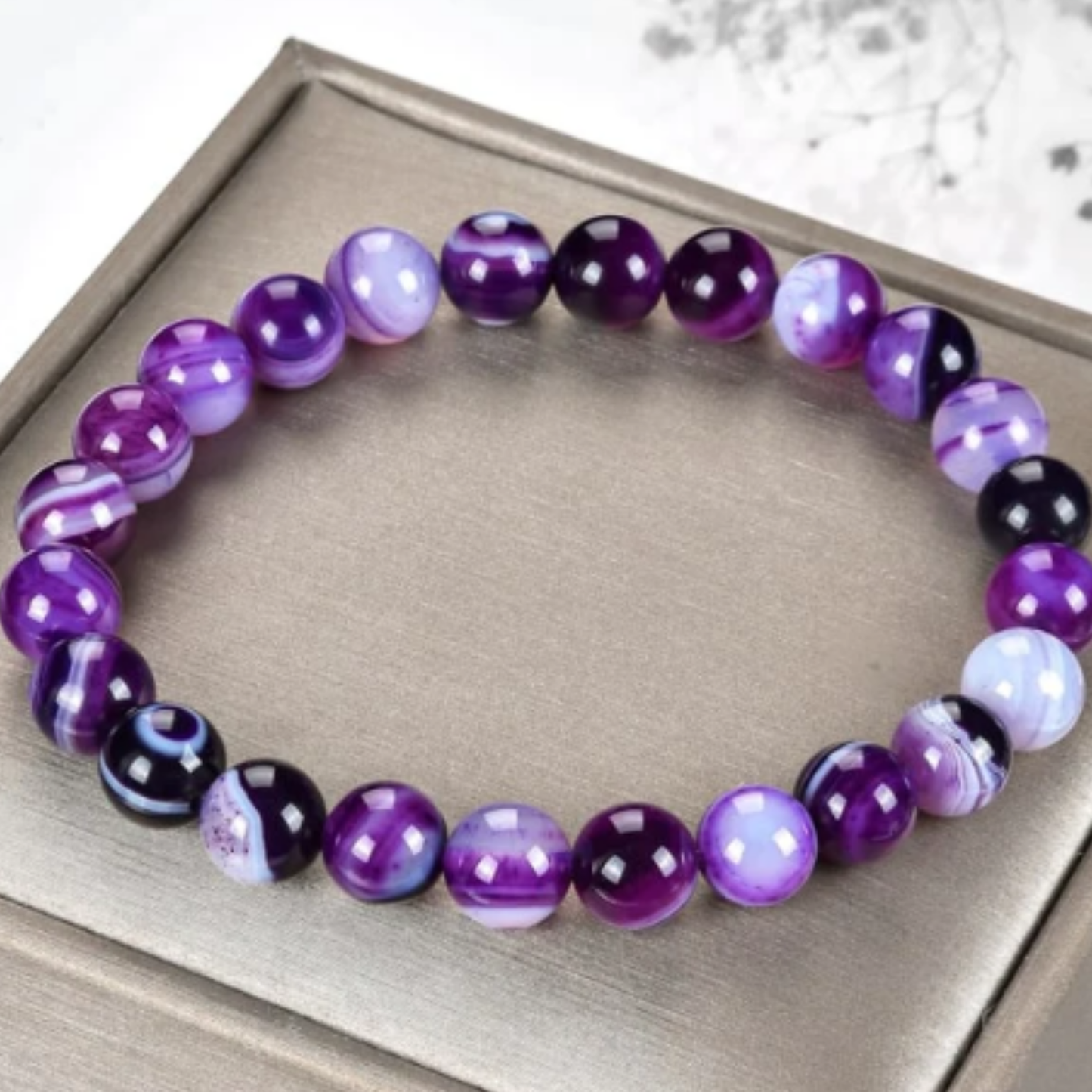 Purple Banded Agate [Certified | Abhimantrit - Energized | 100% Original and Natural]