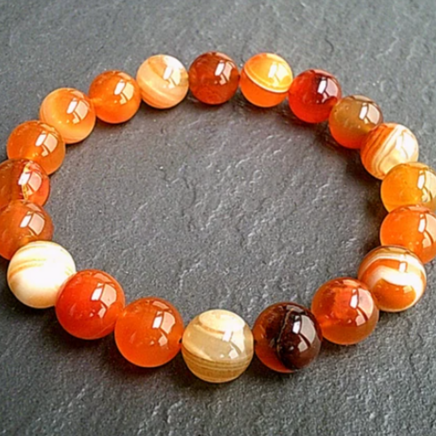Orange Banded Agate [Certified | Abhimantrit - Energized | 100% Original and Natural]
