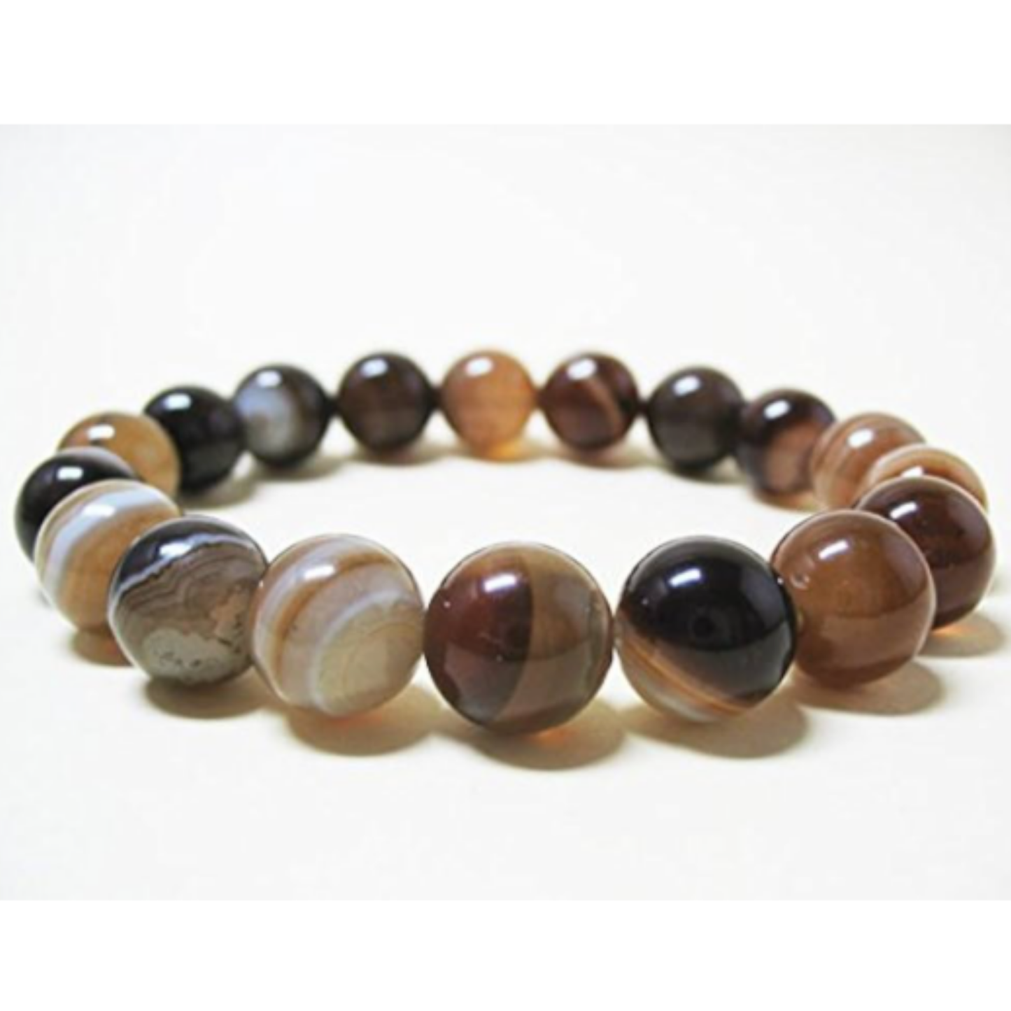 Brown Banded Agate Bracelet [Certified | Abhimantrit - Energized | 100% Original and Natural]