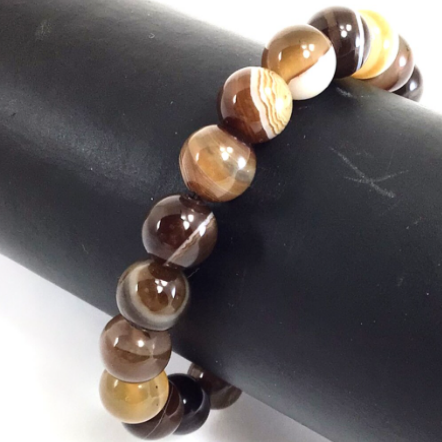 Brown Banded Agate Bracelet [Certified | Abhimantrit - Energized | 100% Original and Natural]