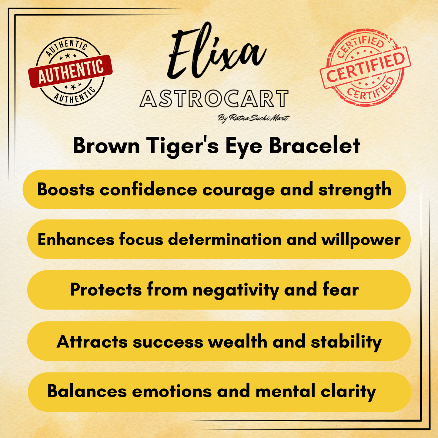 Brown Tigers Eye Bracelet [Certified | Abhimantrit - Energized | 100% Original and Natural]