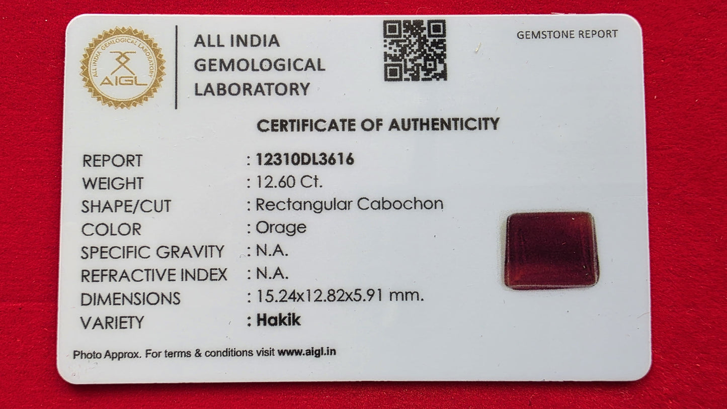 Red Hakik (Red Agate) – Powerful Protection, Courage & Strength Stone | Lab Certified | Natural | 100% Original