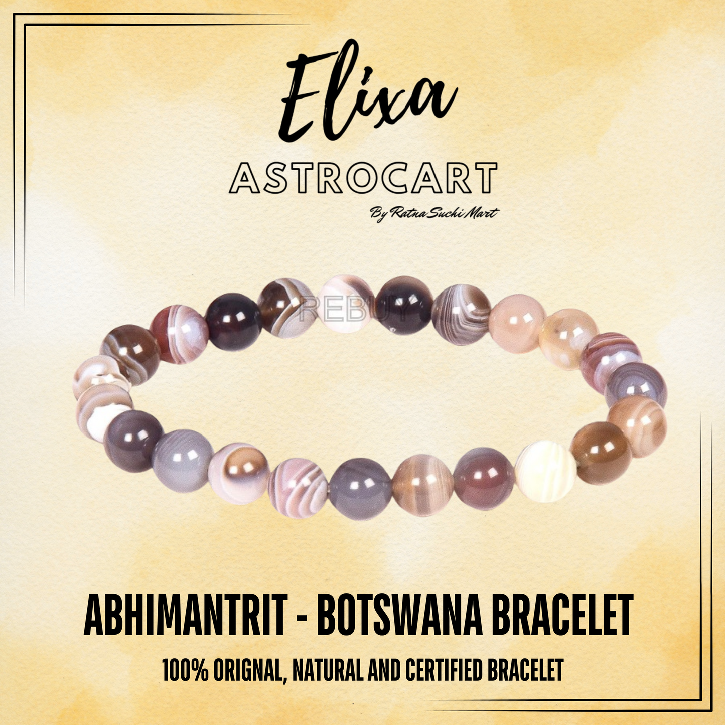 Botswana Agate Bracelet [Certified | Abhimantrit - Energized | 100% Original and Natural]