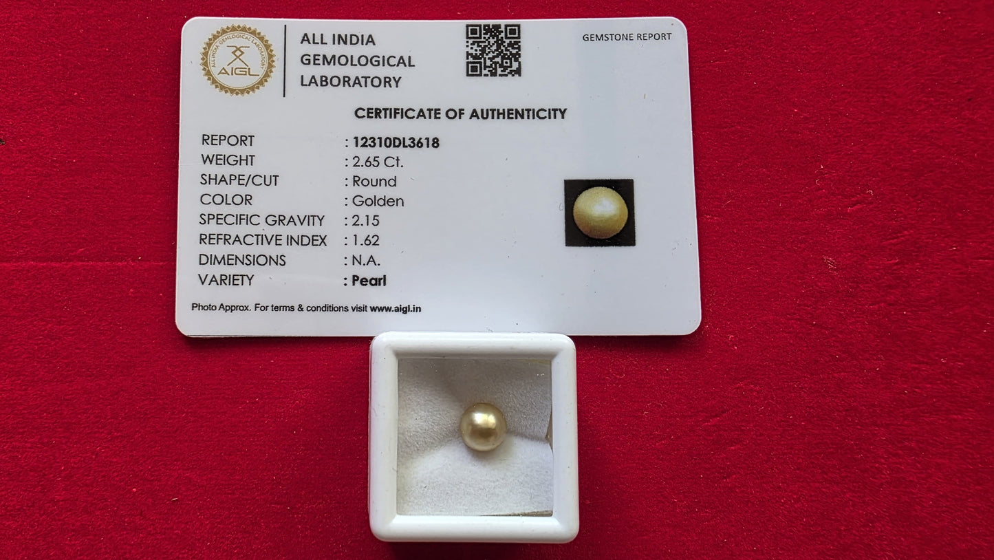Golden Pearl Stone (Sunehla Moti) – Moon Prosperity, Peace & Wealth Stone | Lab Certified | Natural | 100% Original