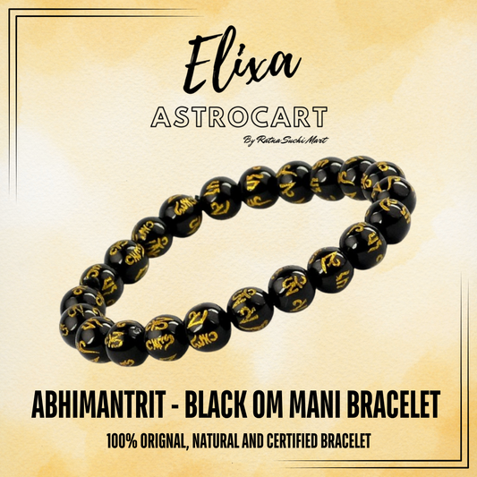 Black Om Mani Bracelet [Certified | Abhimantrit - Energized | 100% Original and Natural]