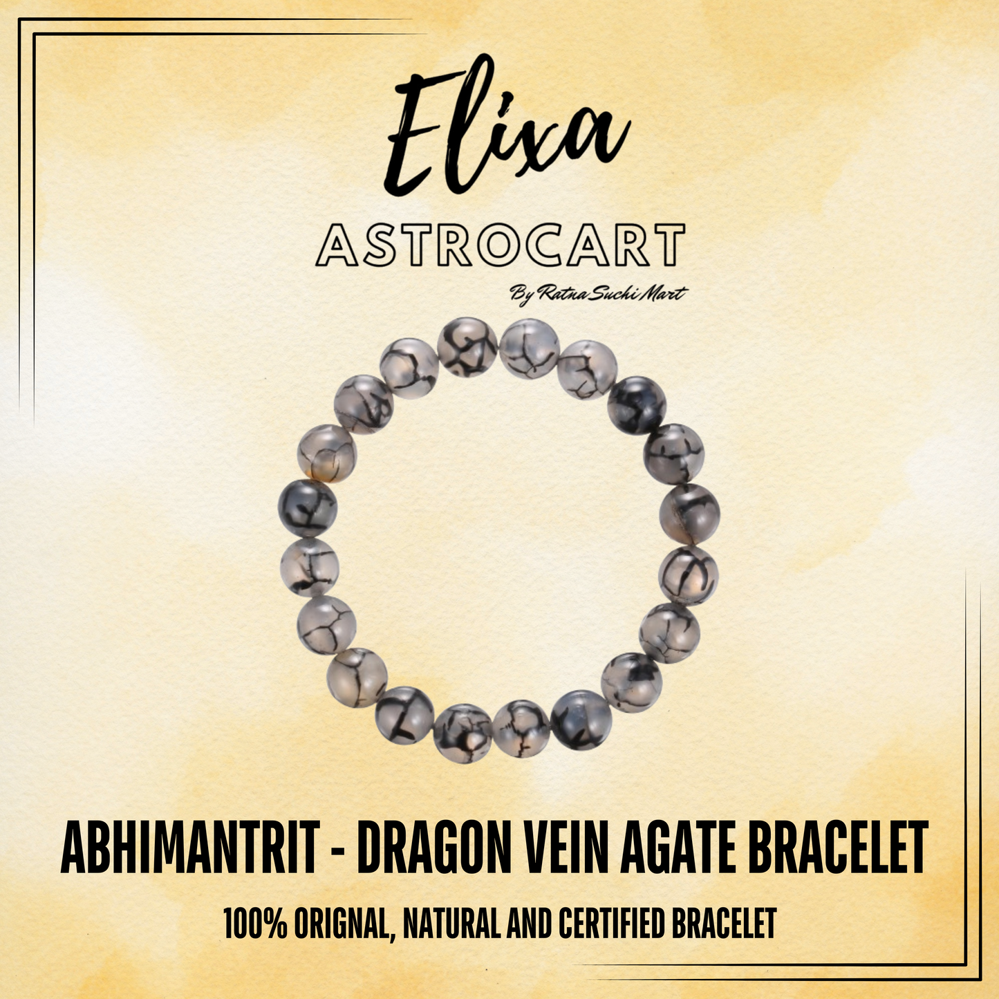 Dragon Vein Agate Bracelet [Certified | Abhimantrit - Energized | 100% Original and Natural]