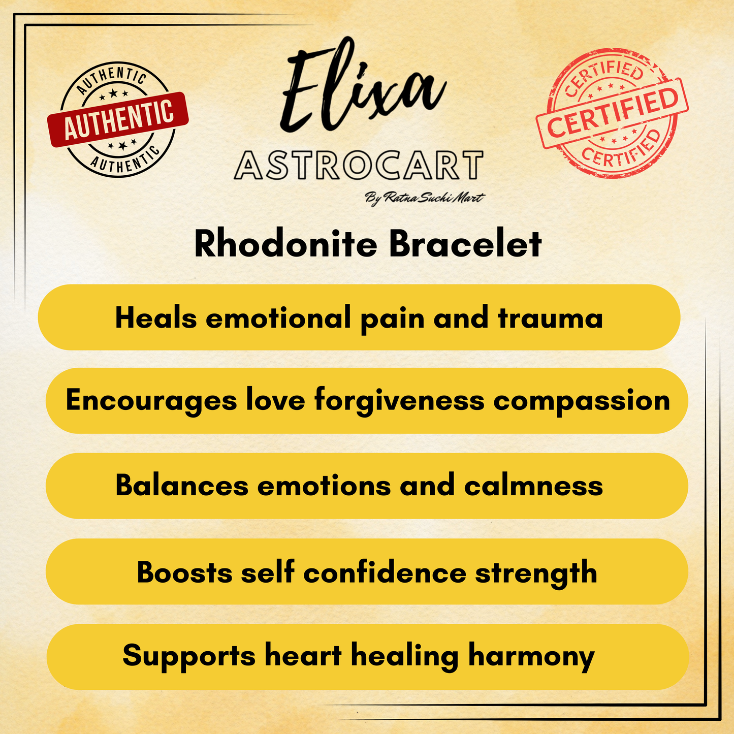 Rhodonite Bracelet [Certified | Abhimantrit - Energized | 100% Original and Natural]