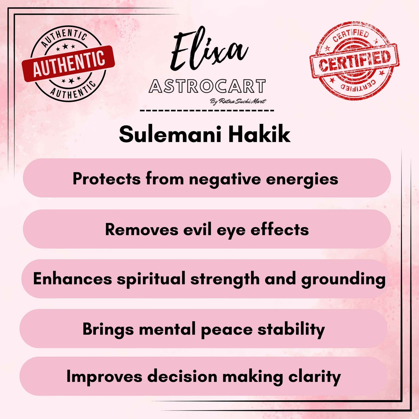 Sulemani Hakik (Black Agate) – Powerful Protection, Nazar Safety & Stability Stone | Lab Certified | Natural | 100% Original