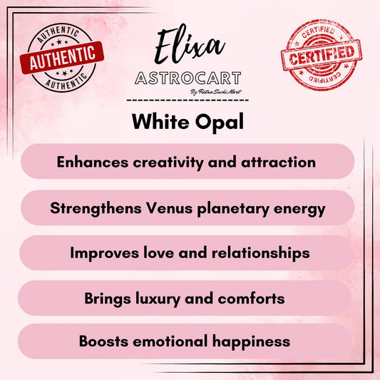 White Opal Stone [Certified | Abhimantrit - Energized| 100% Original and Natural]