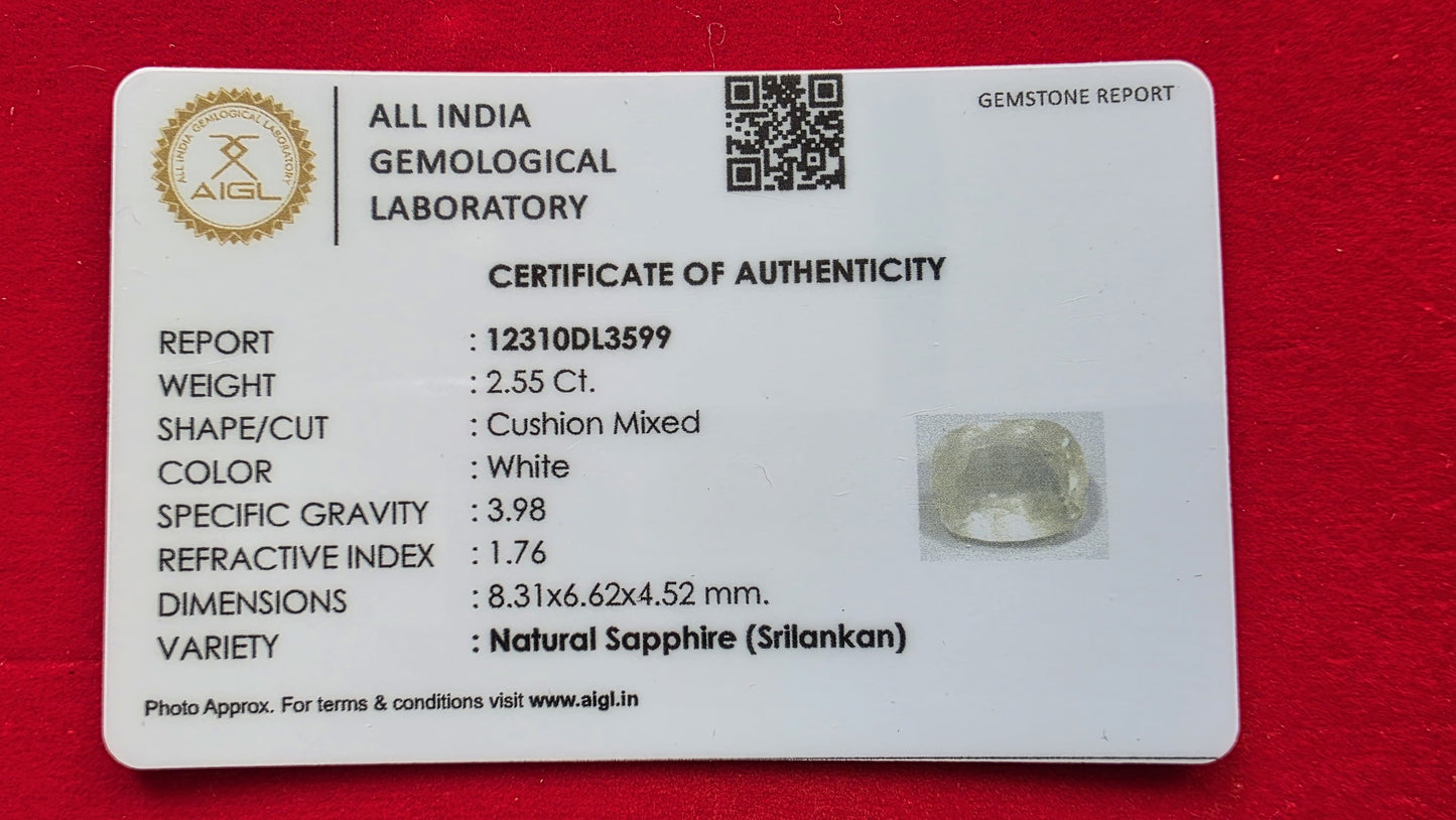 White Sapphire (Safed Pukhraj) – Powerful Venus Gemstone for Love, Luxury & Prosperity | Lab Certified | Natural | 100% Original