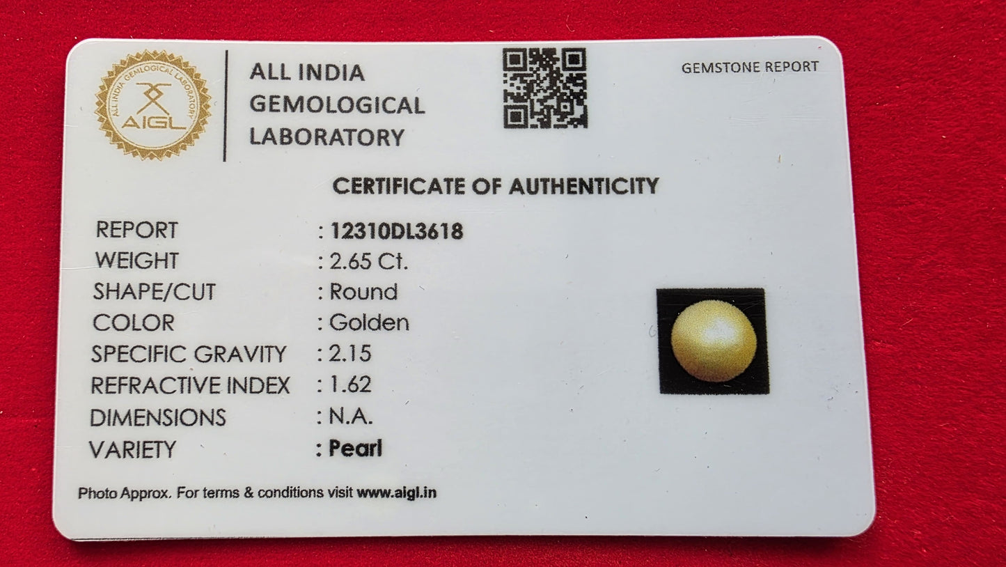 Golden Pearl Stone (Sunehla Moti) – Moon Prosperity, Peace & Wealth Stone | Lab Certified | Natural | 100% Original