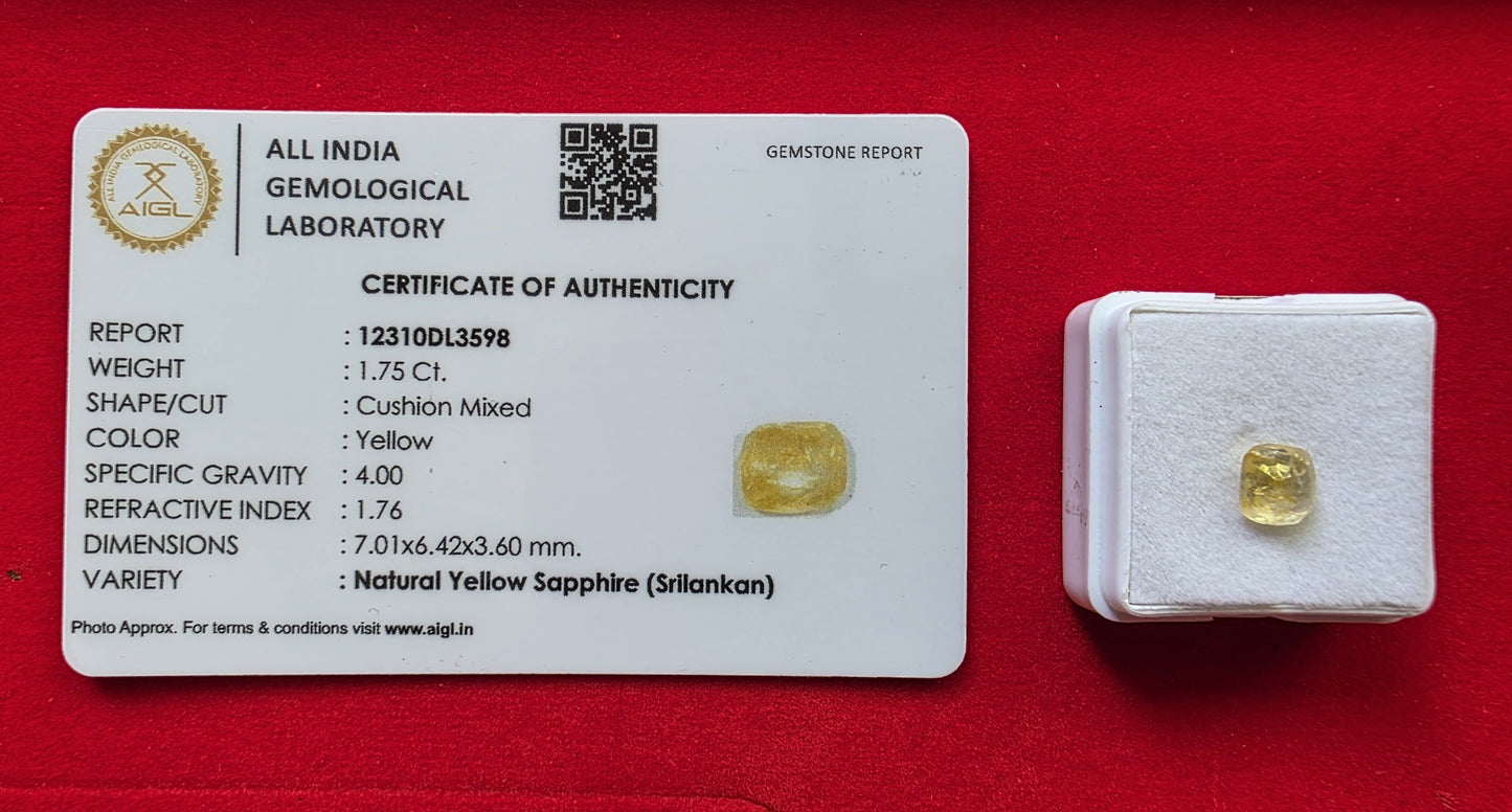Natural Original Srilankan Ceylon - Yellow Sapphire (Pukhraj) - Powerful Jupiter Gemstone for Wealth, Marriage & Prosperity | Lab Certified