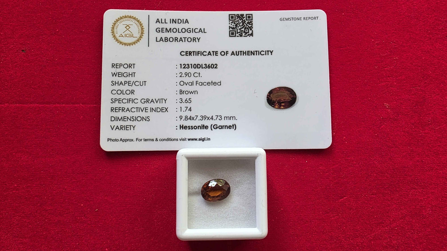 Hessonite (Gomed) – Powerful Rahu Gemstone for Success, Stability & Protection | Lab Certified | Natural | 100% Original