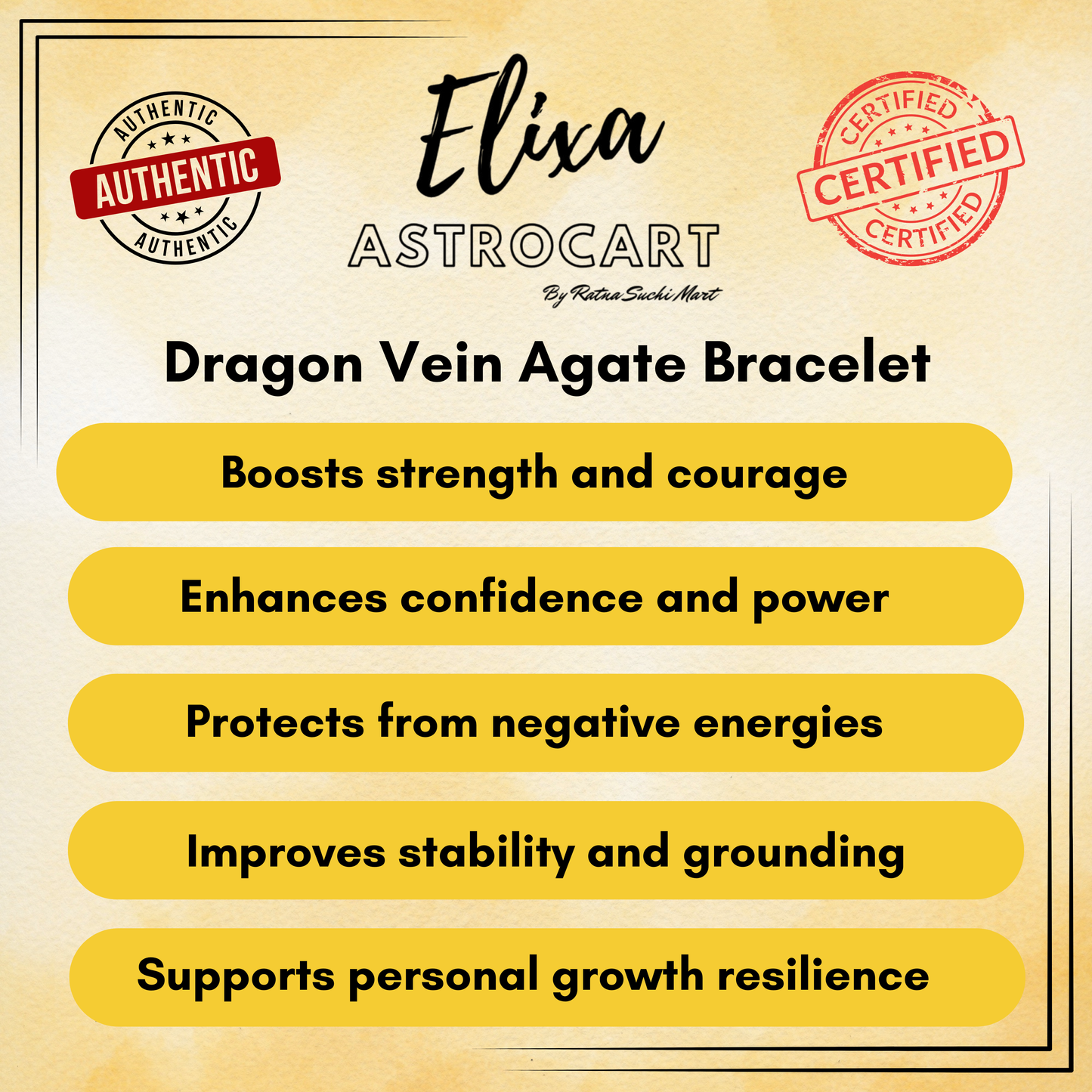 Dragon Vein Agate Bracelet [Certified | Abhimantrit - Energized | 100% Original and Natural]