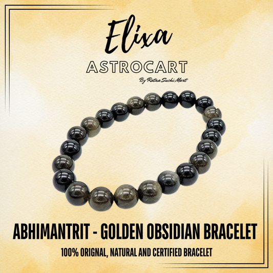 Golden Obsidian Bracelet [Certified | Abhimantrit - Energized | 100% Original and Natural]