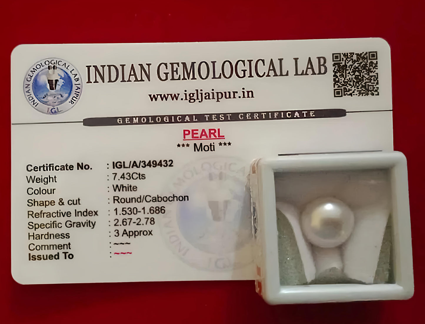 White Pearl Stone - Moti [Certified | Abhimantrit - Energized| 100% Original and Natural]