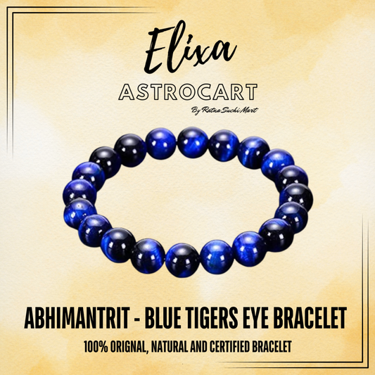 Blue Tigers Eye Bracelet [Certified | Abhimantrit - Energized | 100% Original and Natural]